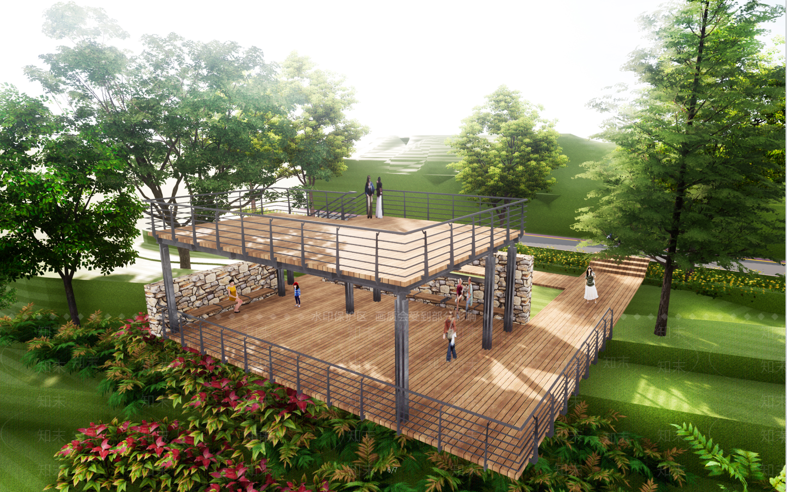 现代公园观景平台SU模型下载【ID:1131397063】