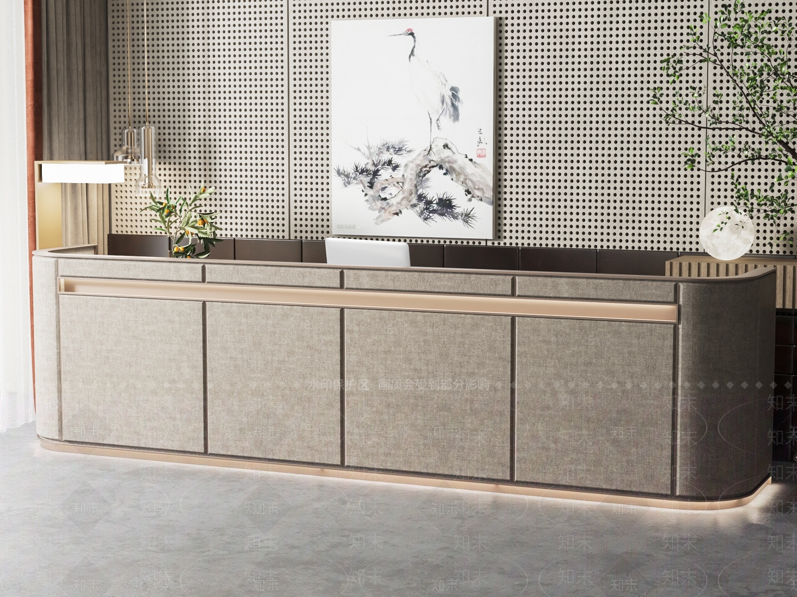 新中式接待台3D模型下载【ID:1131403206】