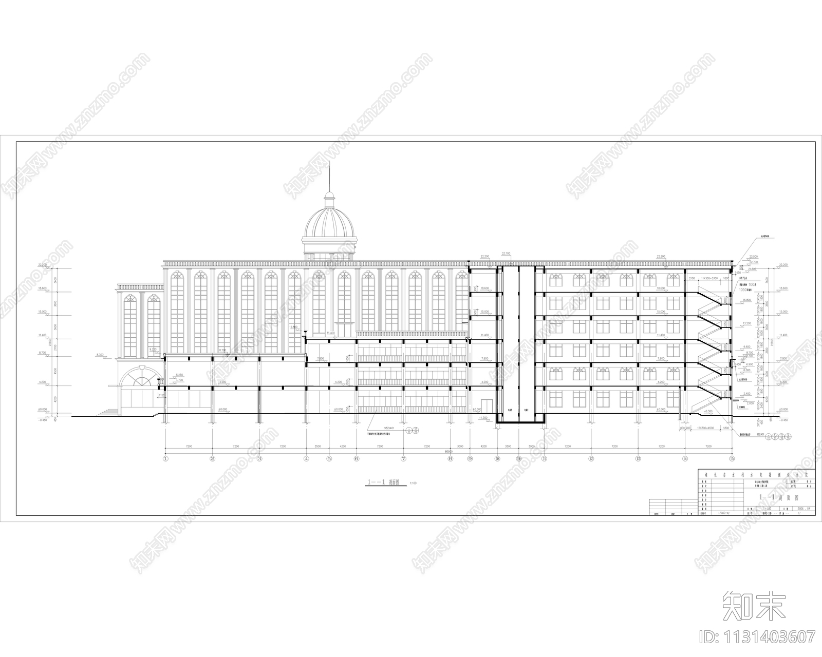 现代简约图书馆建筑cad施工图下载【ID:1131403607】