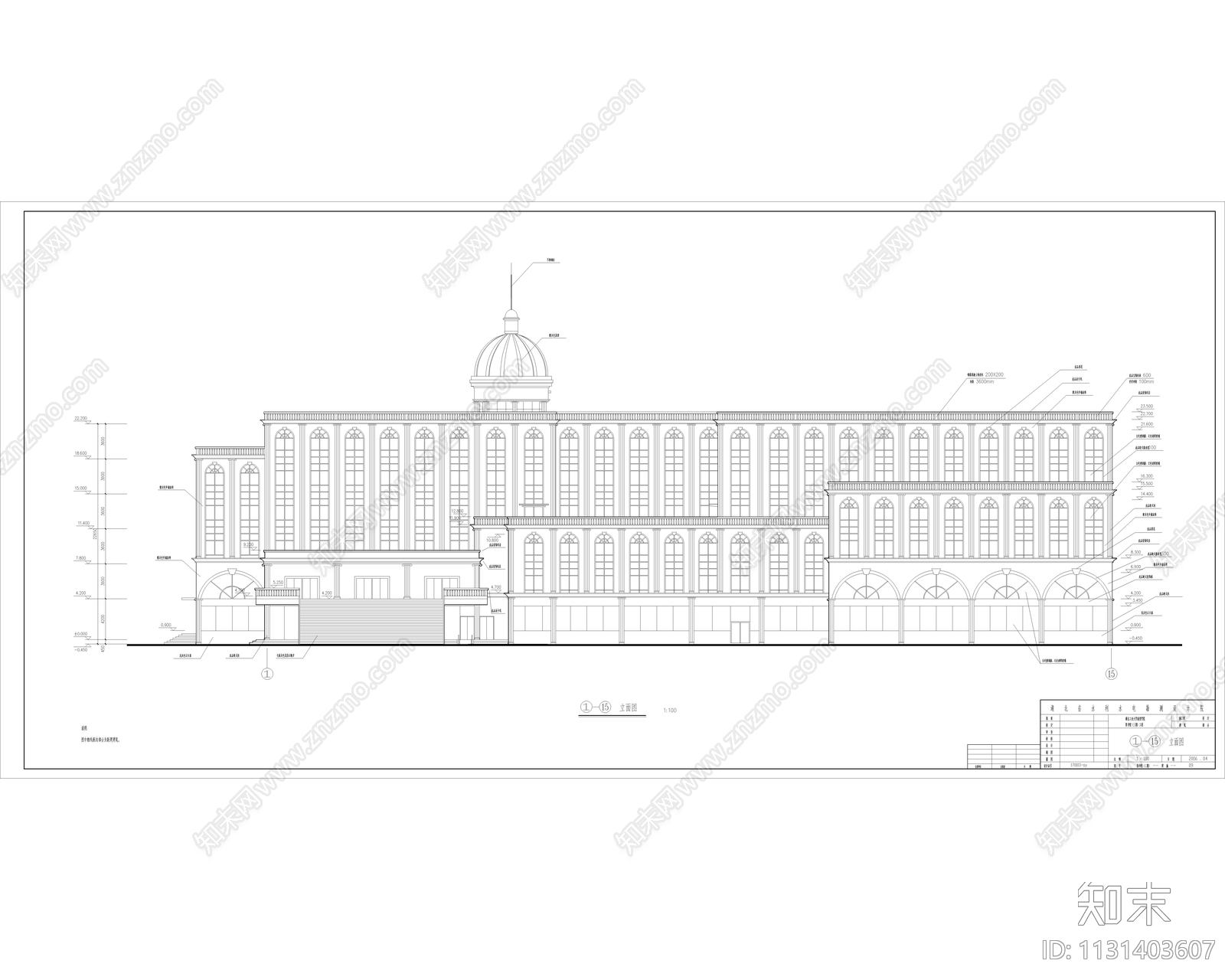 现代简约图书馆建筑cad施工图下载【ID:1131403607】