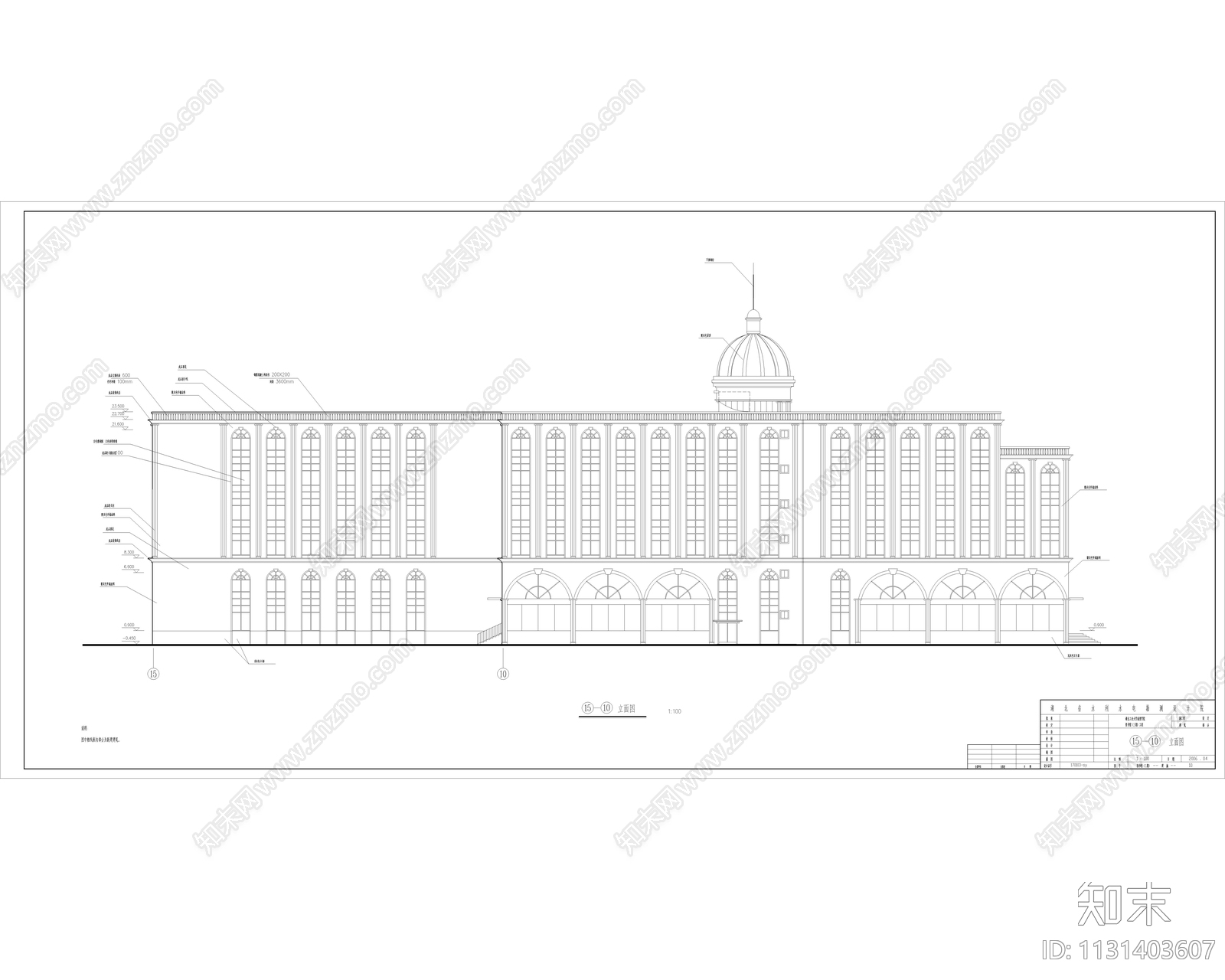 现代简约图书馆建筑cad施工图下载【ID:1131403607】