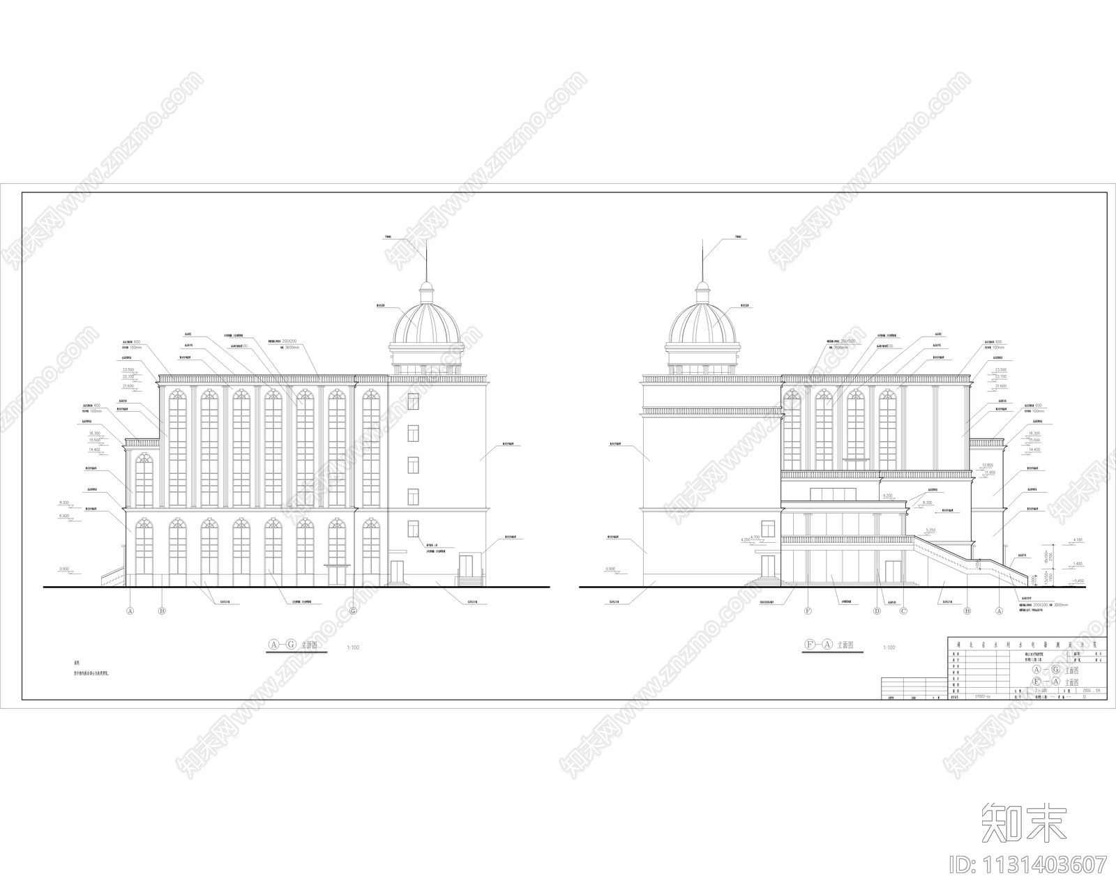 现代简约图书馆建筑cad施工图下载【ID:1131403607】