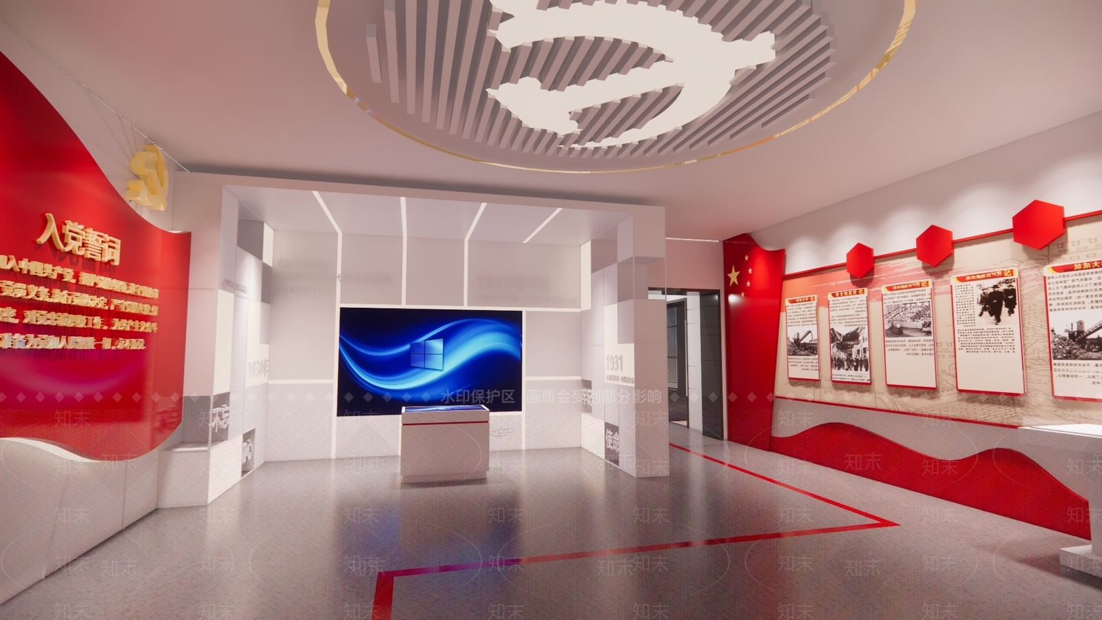 现代党建廉政展厅SU模型下载【ID:1131665548】
