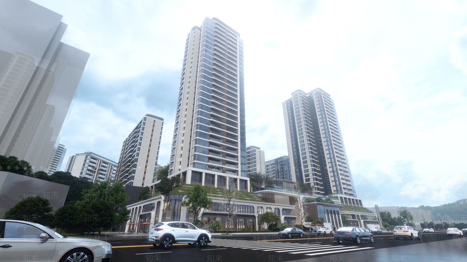 现代风格高层住宅SU模型下载【ID:1131406547】