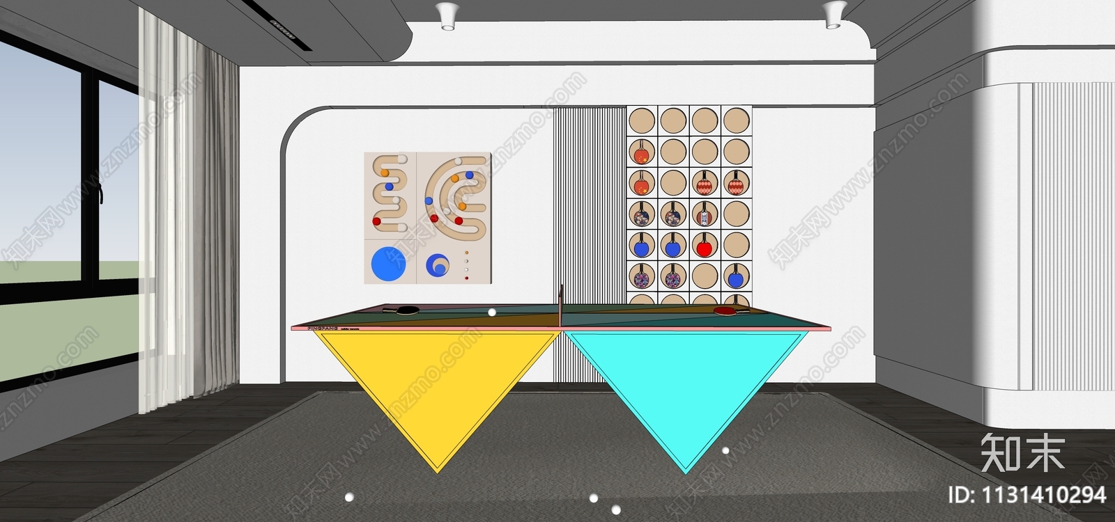 乒乓球台SU模型下载【ID:1131410294】