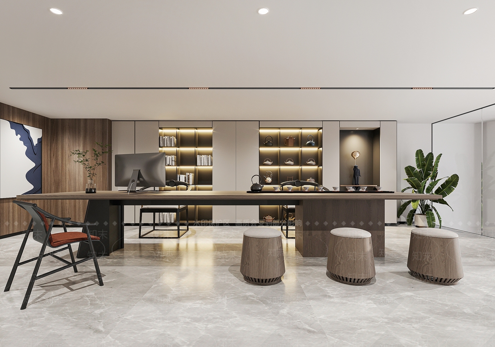 新中式LOFT复式公寓办公室3D模型下载【ID:1131410656】