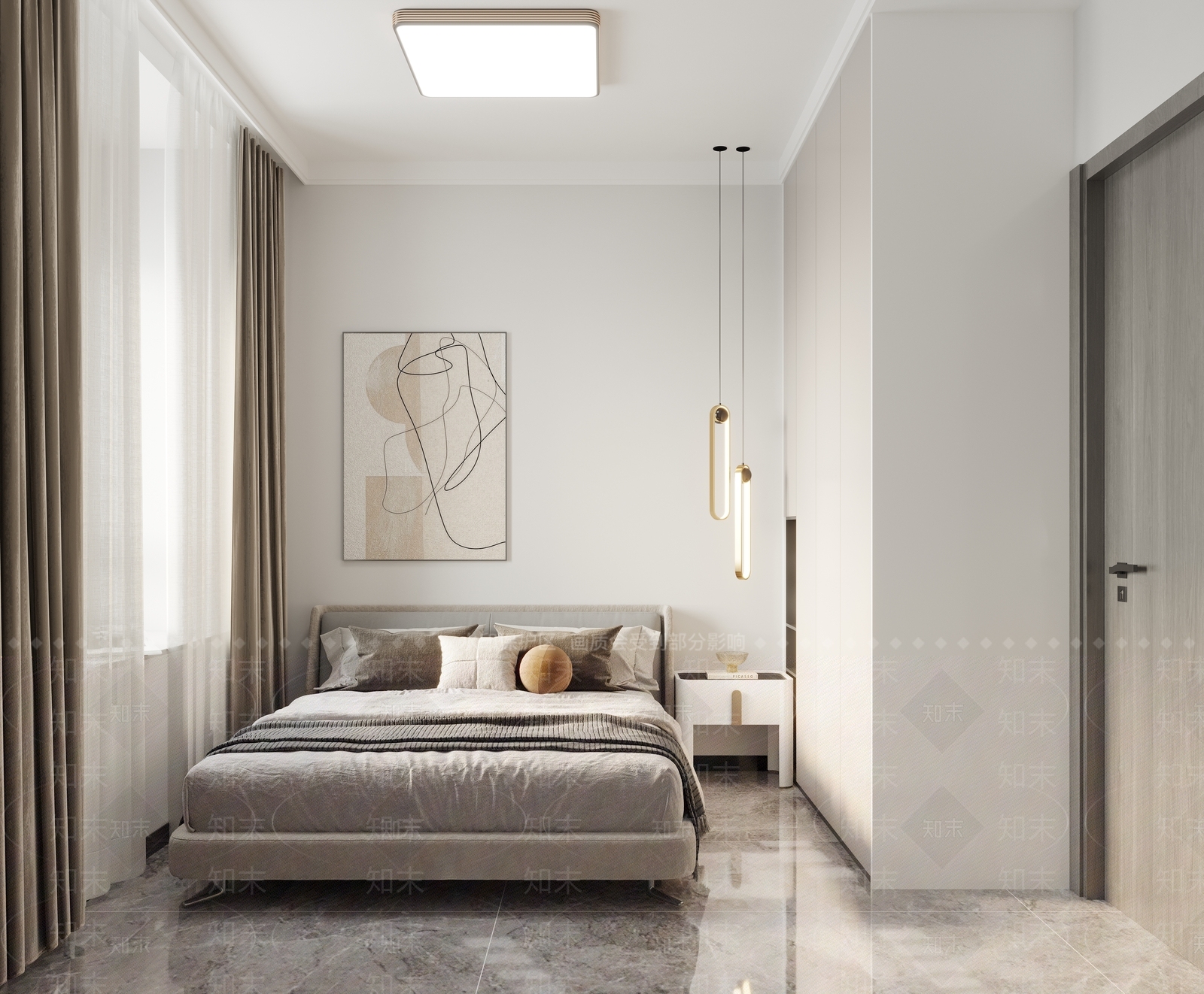 现代简约次卧室3D模型下载【ID:1131415115】