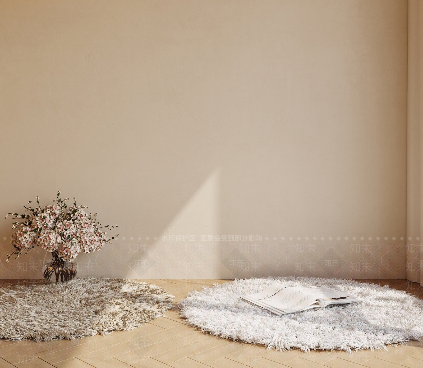 现代毛发圆形地毯SU模型下载【ID:1131413209】