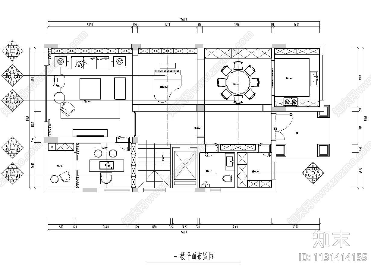 五层别墅cad施工图下载【ID:1131414155】