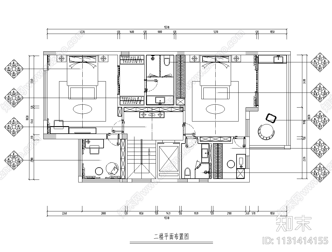 五层别墅cad施工图下载【ID:1131414155】