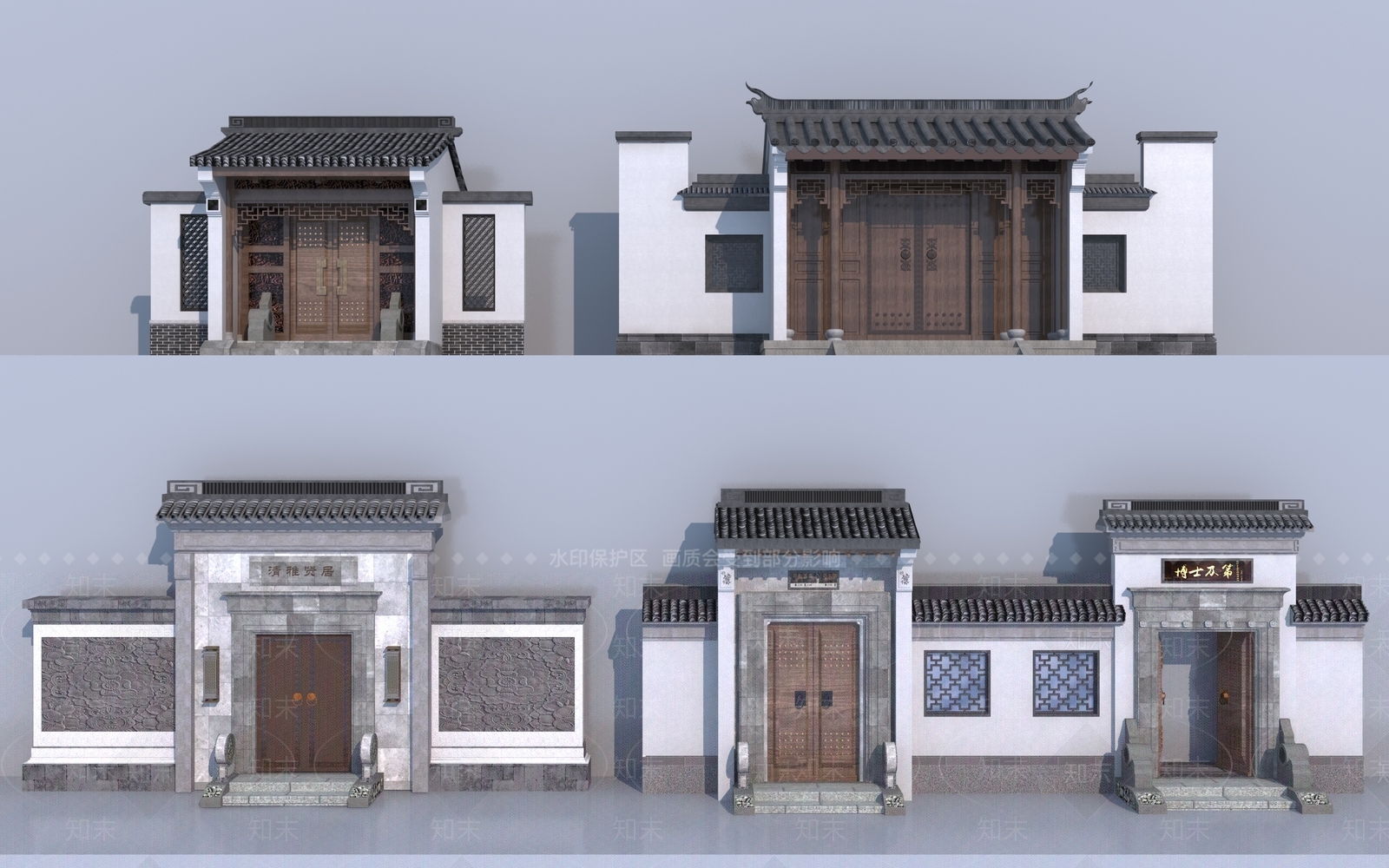 中式别墅庭院门头3D模型下载【ID:1131416893】