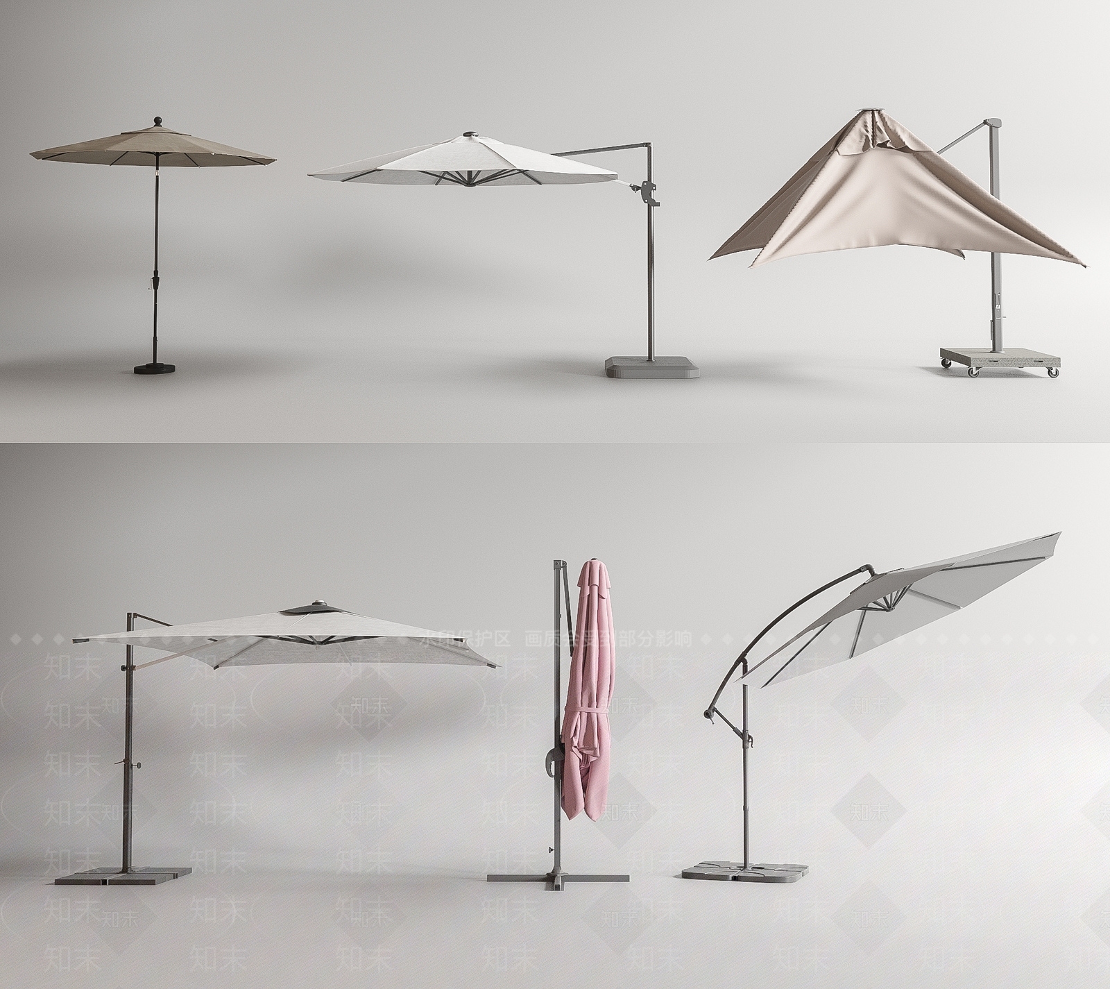 现代户外遮阳伞SU模型下载【ID:1131420103】