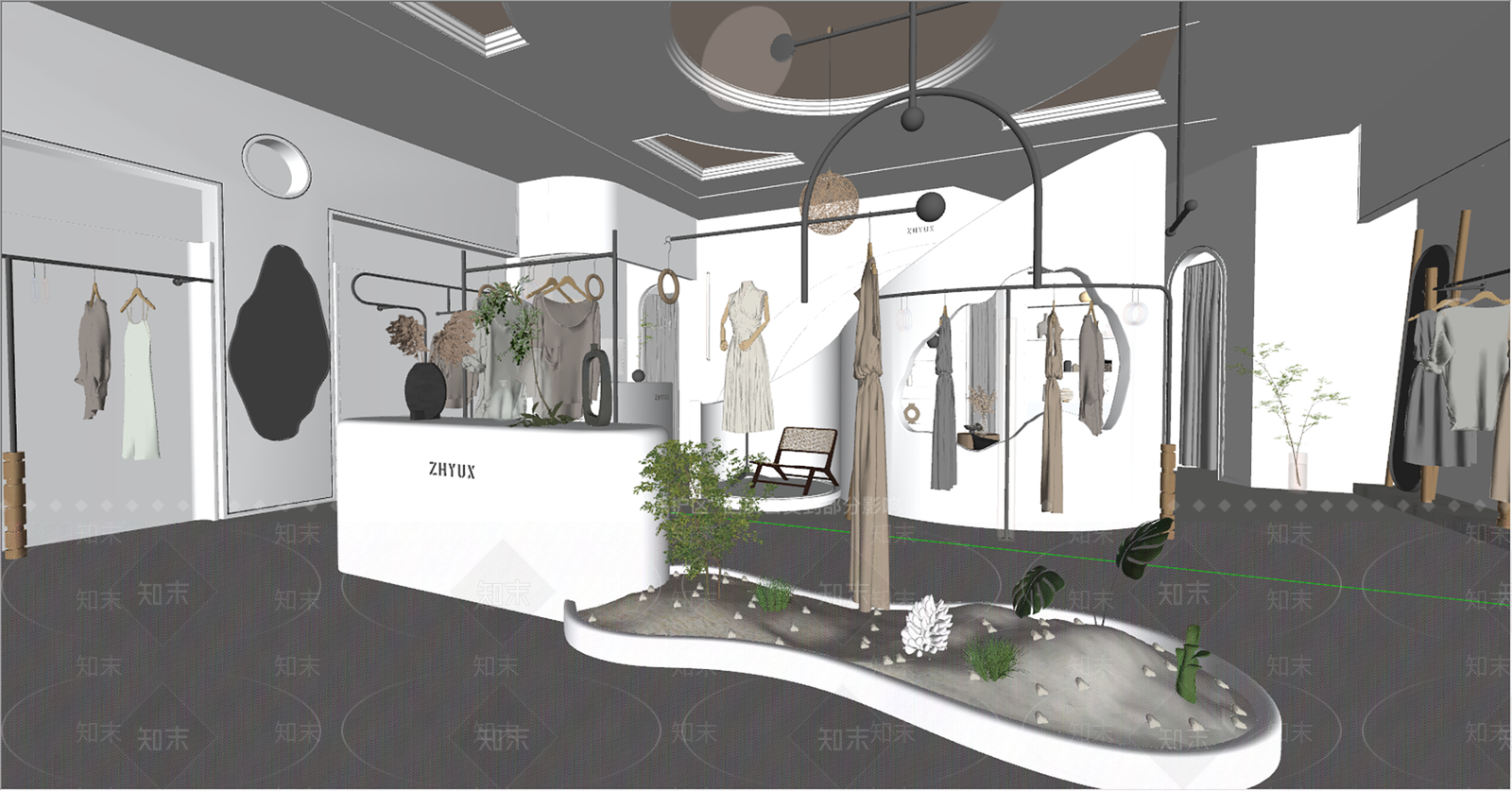 现代轻奢服装店SU模型下载【ID:1131423985】