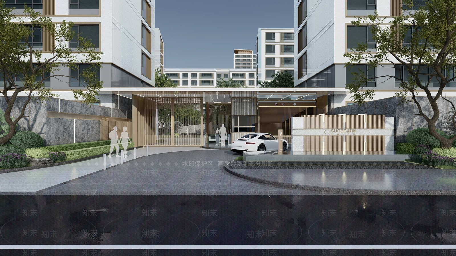 现代高端酒店风格小区大门SU模型下载【ID:1131426040】