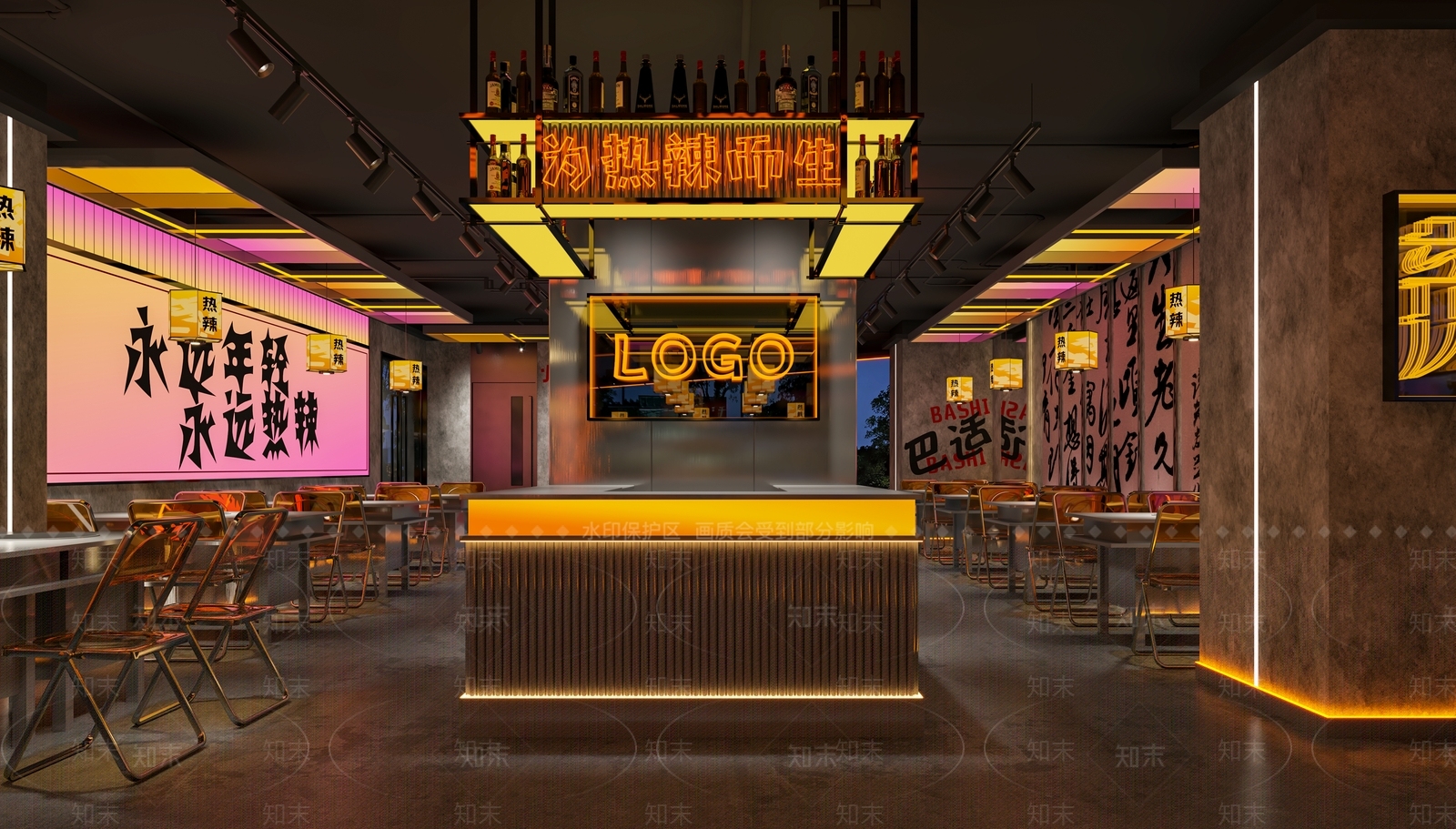 工业风火锅店3D模型下载【ID:1131428189】