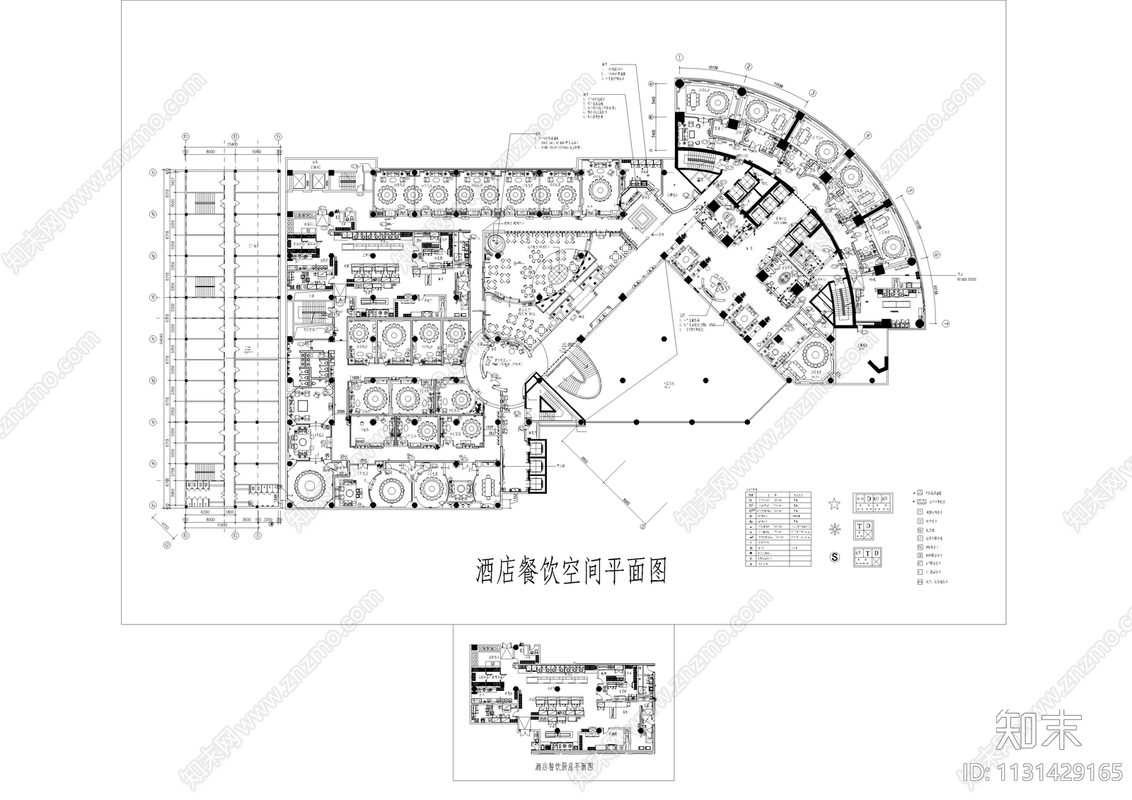 酒店餐饮空间平面方案cad施工图下载【ID:1131429165】