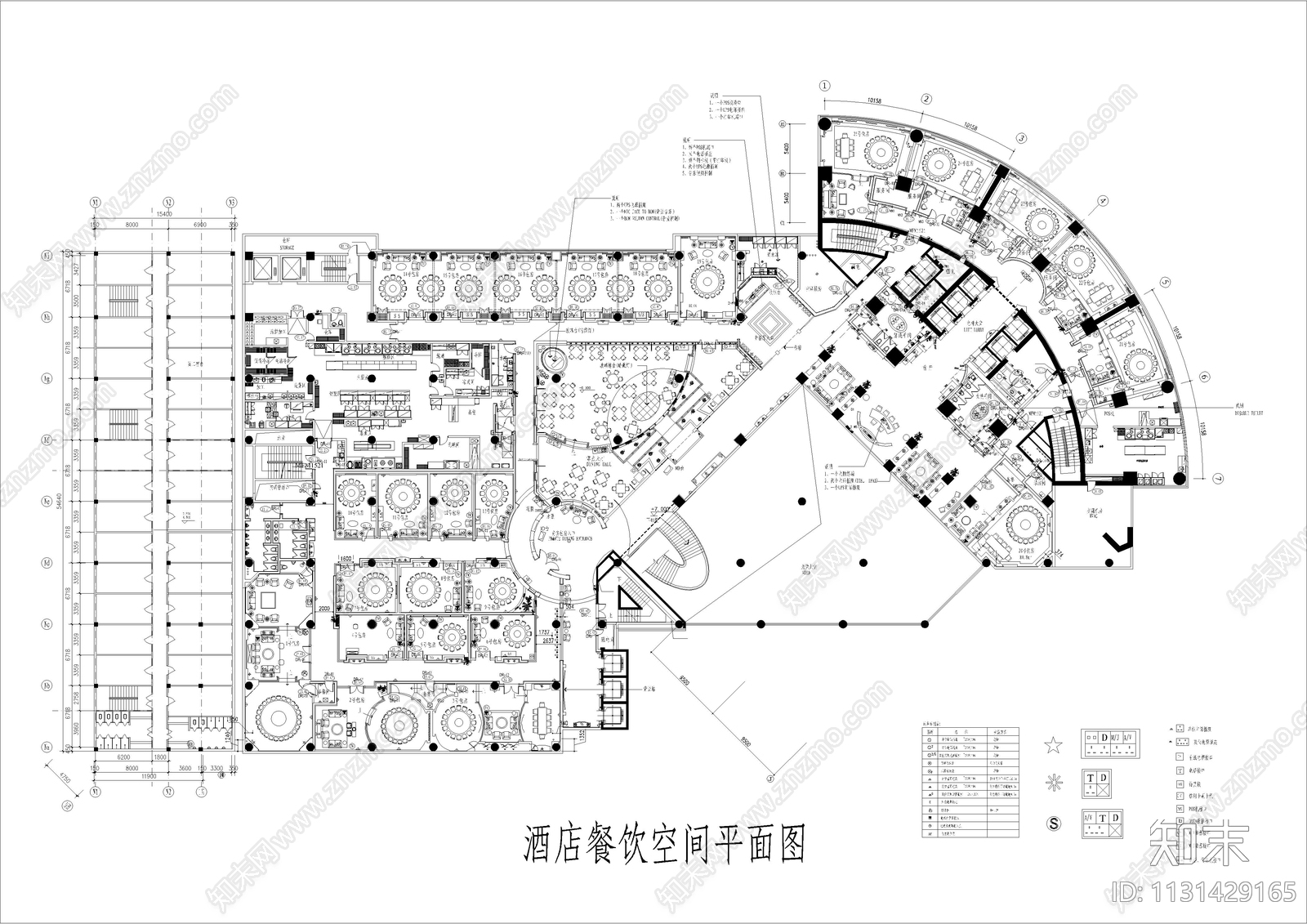 酒店餐饮空间平面方案cad施工图下载【ID:1131429165】