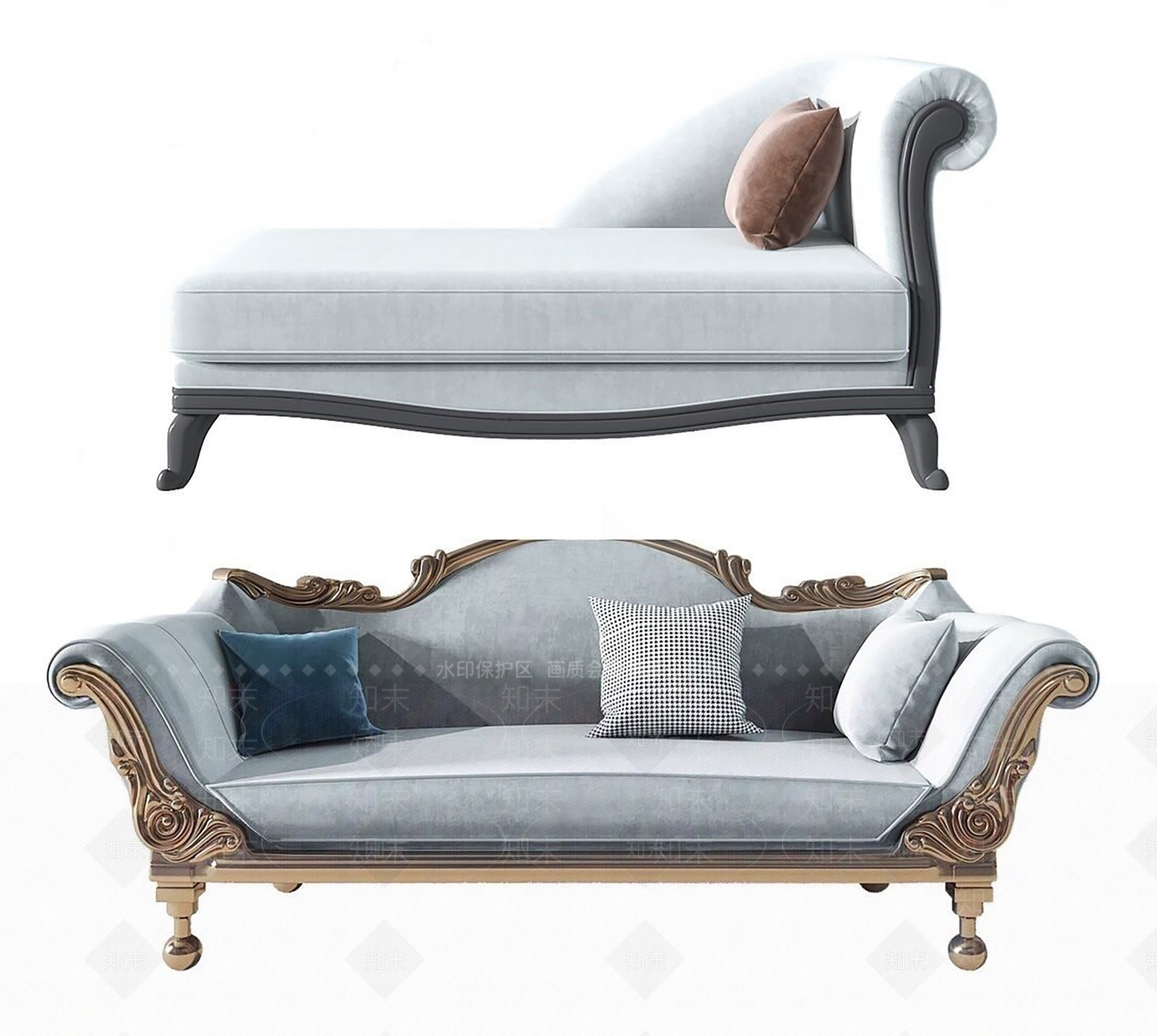 欧式贵妃椅SU模型下载【ID:1131450698】