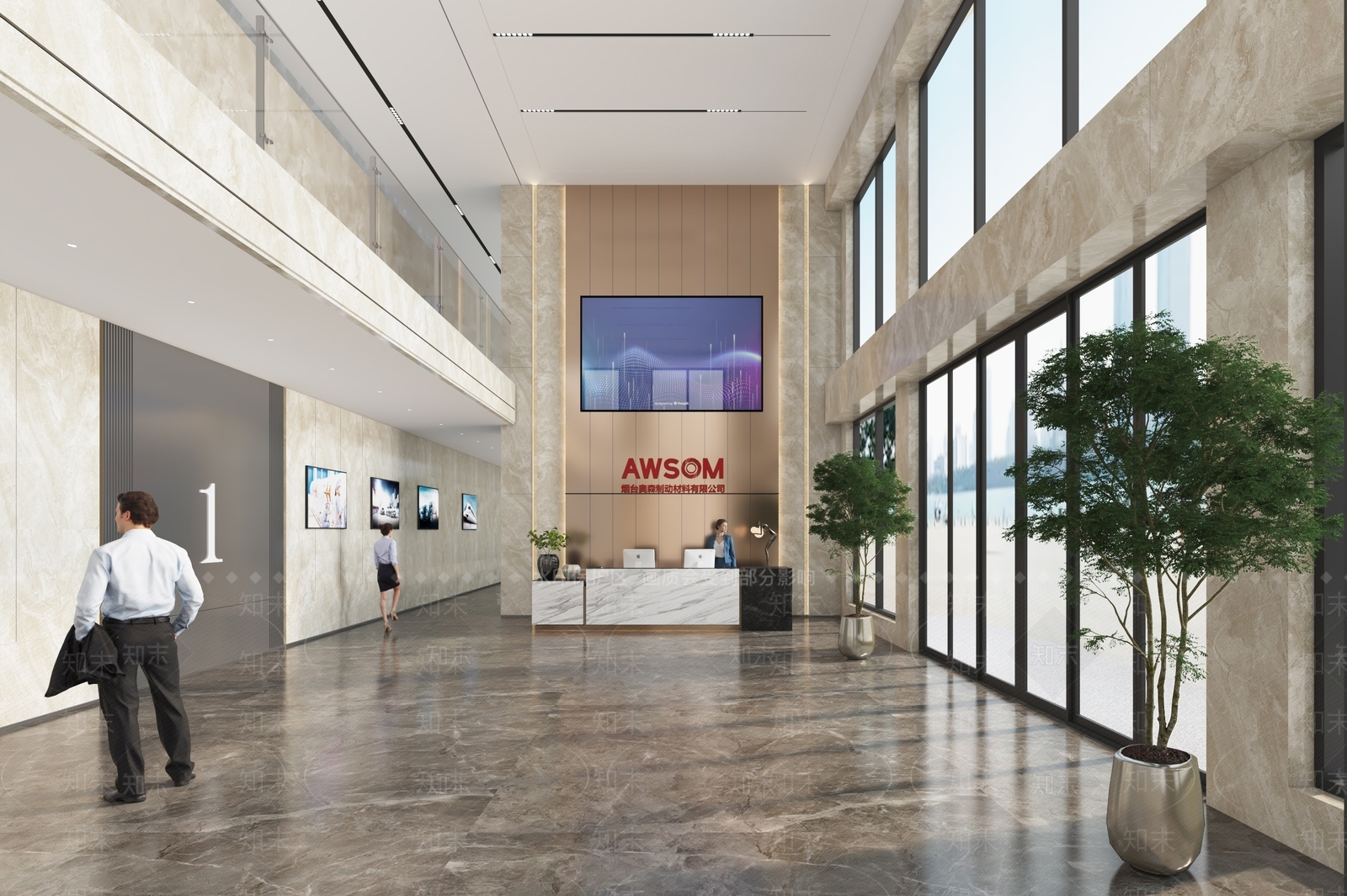 现代办公大堂3D模型下载【ID:1131451510】_知末3d模型网