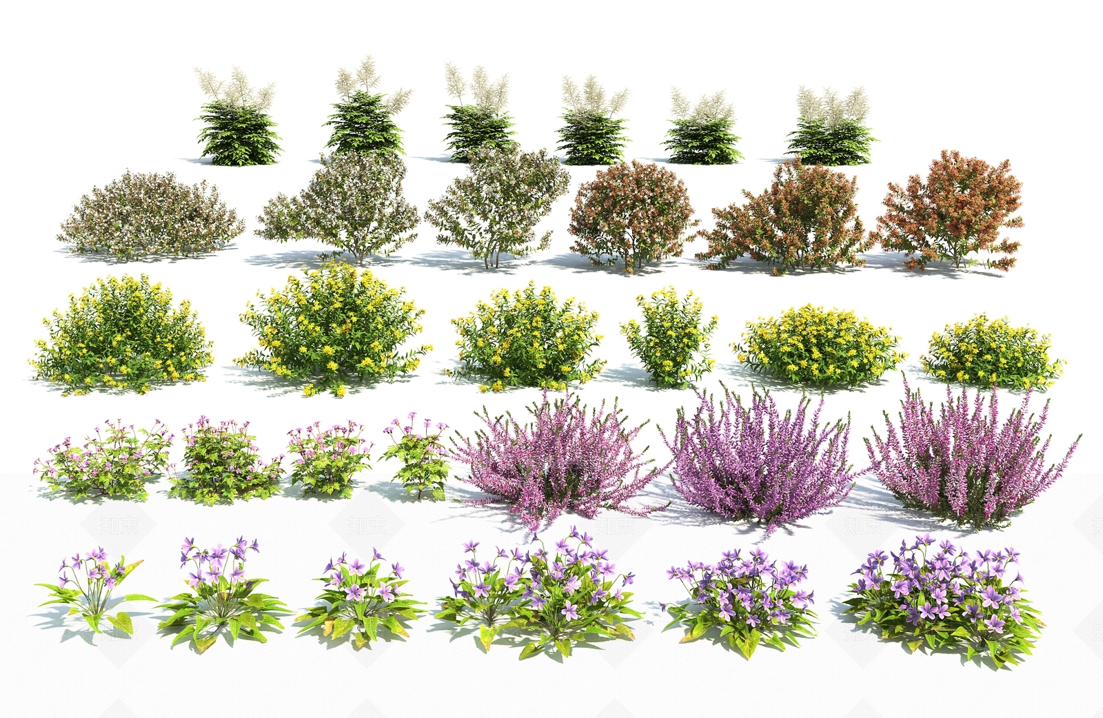 花卉灌木组合3D模型下载【ID:1131453135】