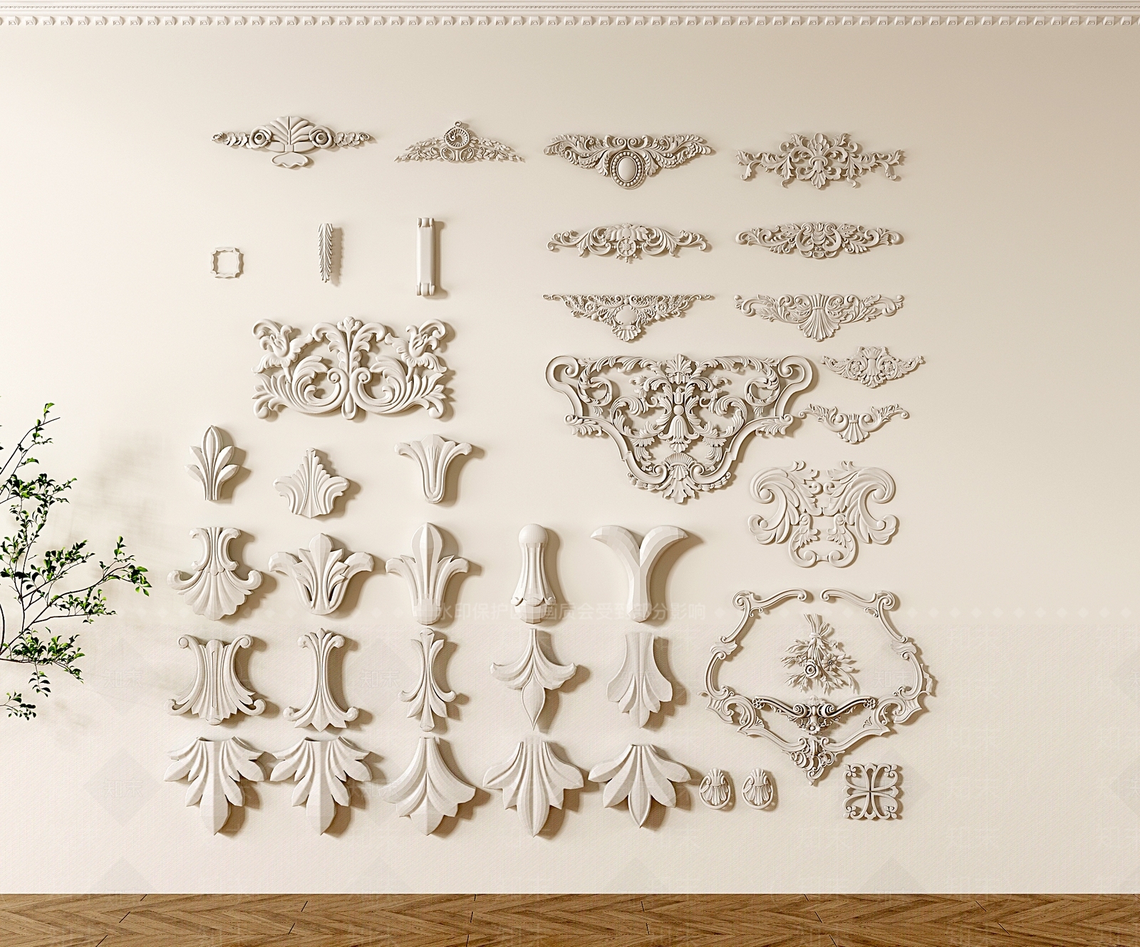 欧式雕花构件SU模型下载【ID:1131453146】
