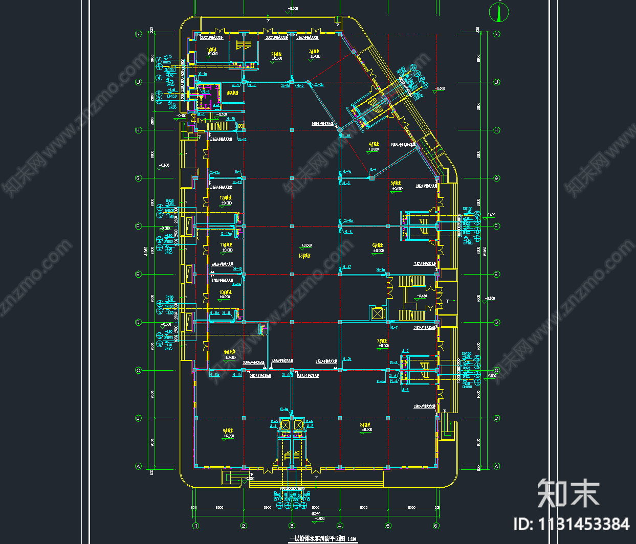 农贸市场给排水消防cad施工图下载【ID:1131453384】