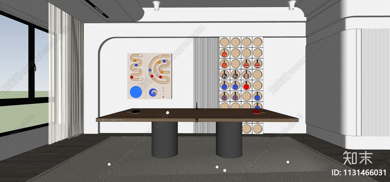 乒乓球台SU模型下载【ID:1131466031】