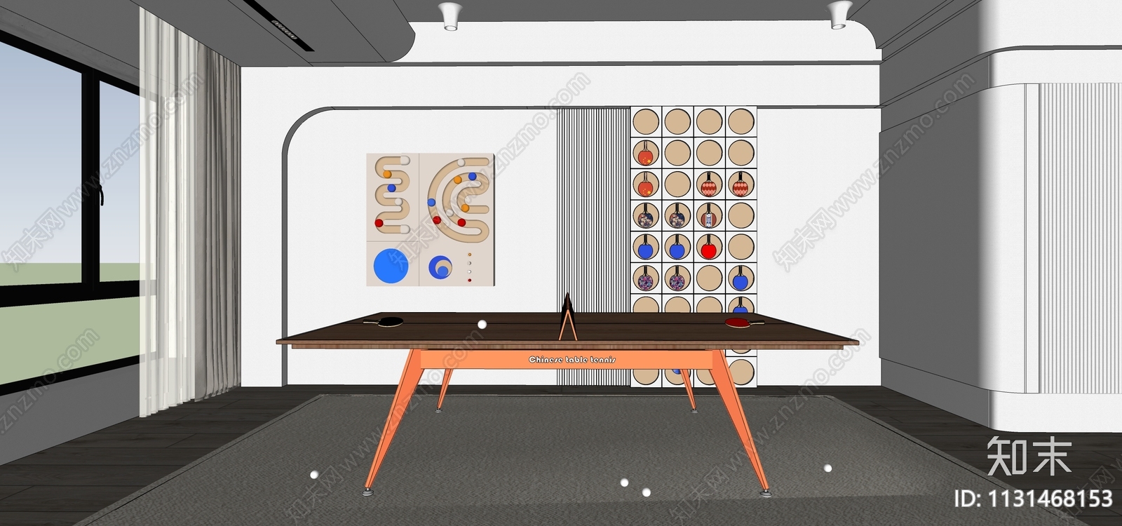 乒乓球台SU模型下载【ID:1131468153】