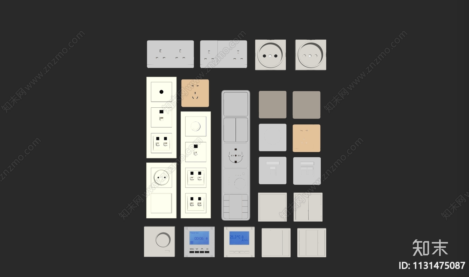 现代开关插座组合SU模型下载【ID:1131475087】