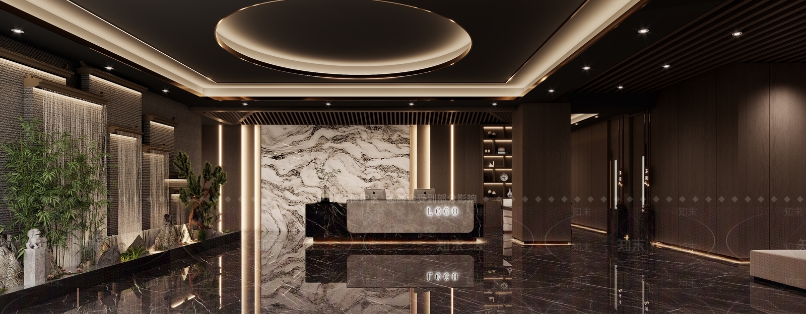 新中式洗浴中心大厅3D模型下载【ID:1131477341】