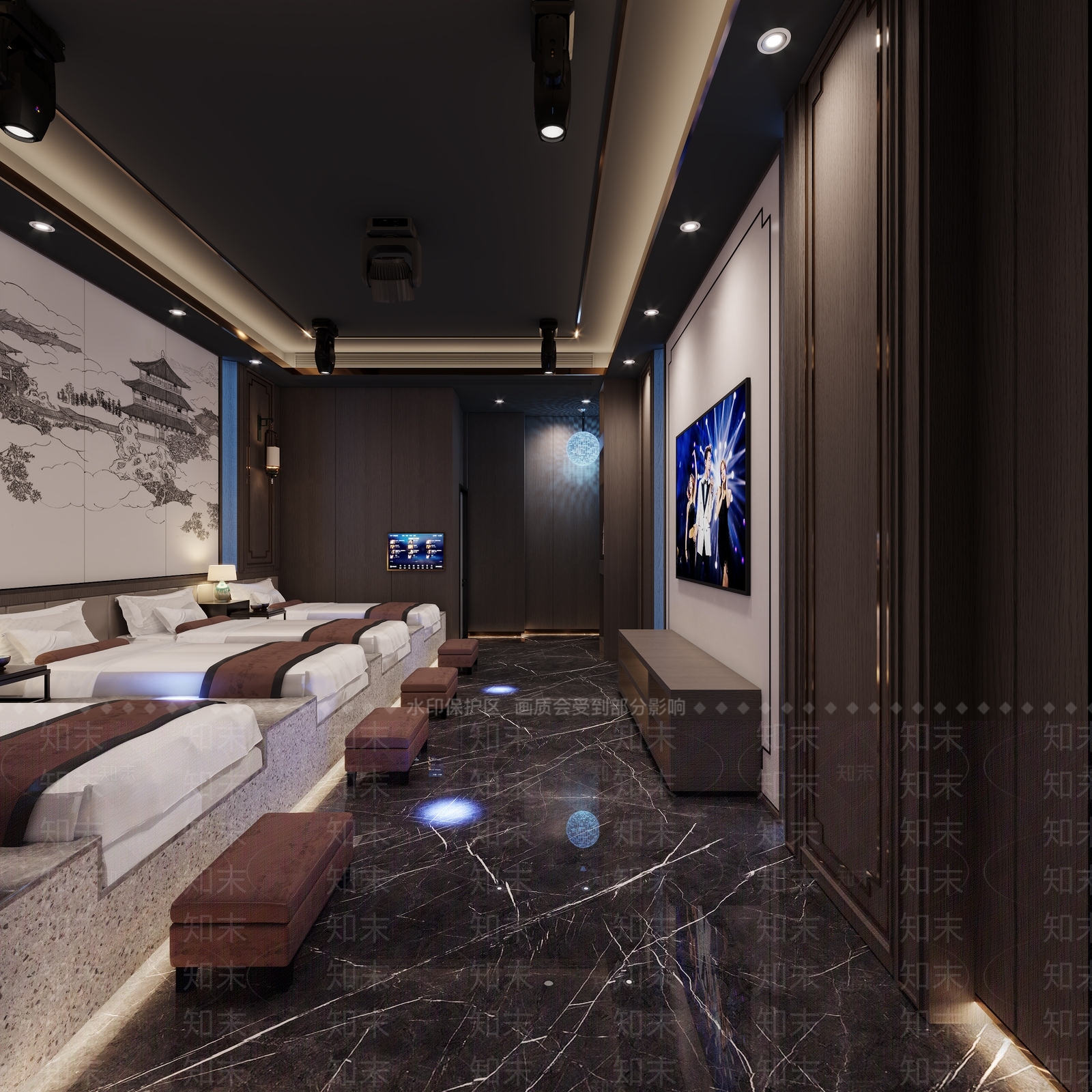 新中式洗浴中心大厅3D模型下载【ID:1131477341】