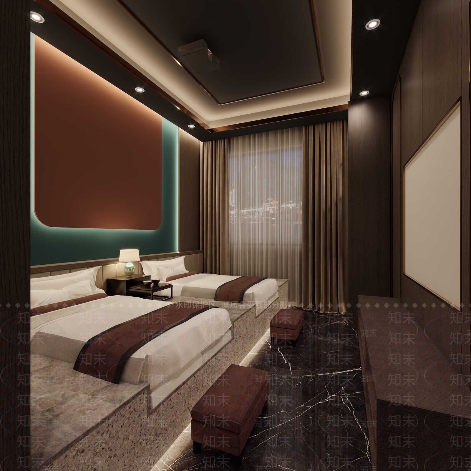 新中式洗浴中心大厅3D模型下载【ID:1131477341】