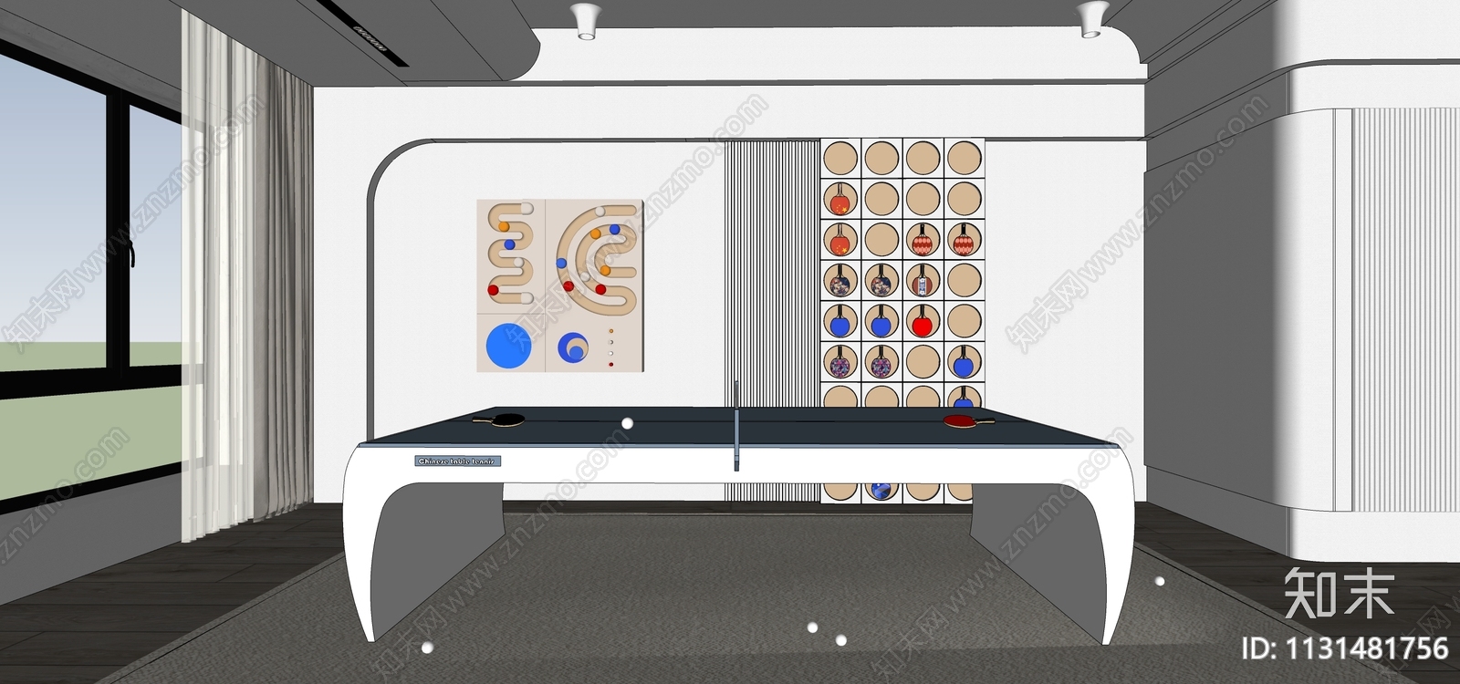 乒乓球台SU模型下载【ID:1131481756】