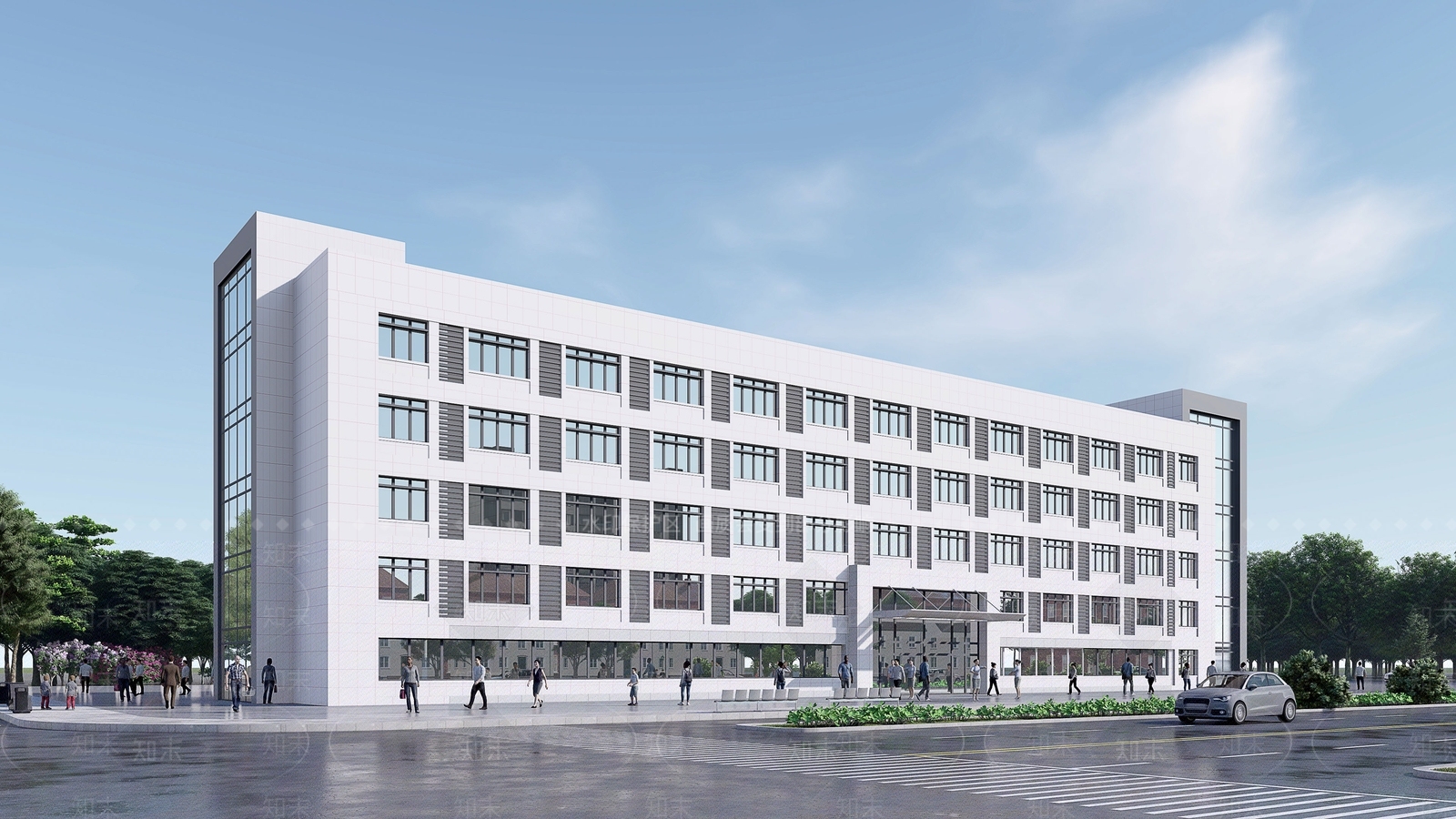 现代多层办公楼SU模型下载【ID:1131485468】