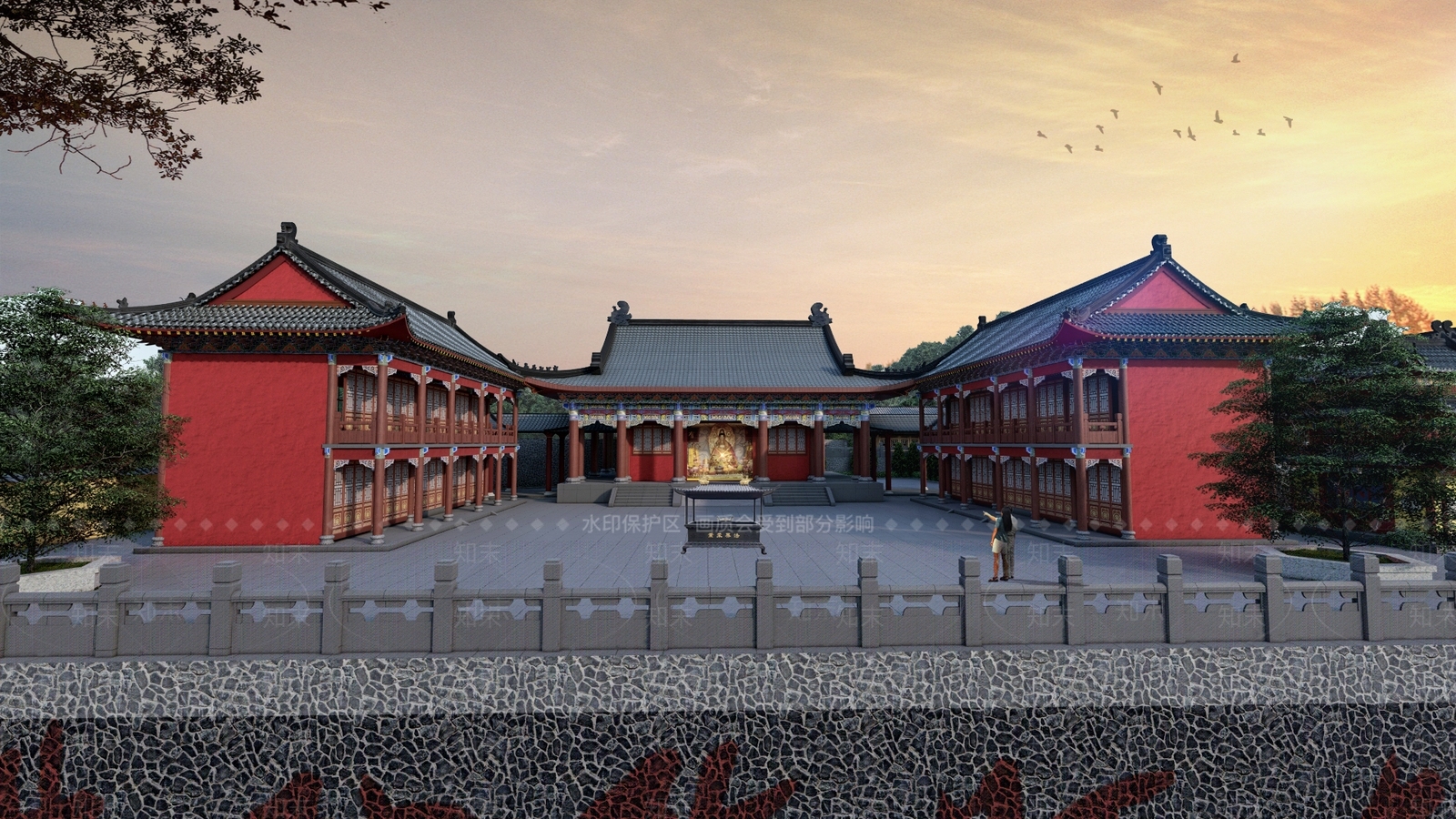 中式古建筑SU模型下载【ID:1131487570】