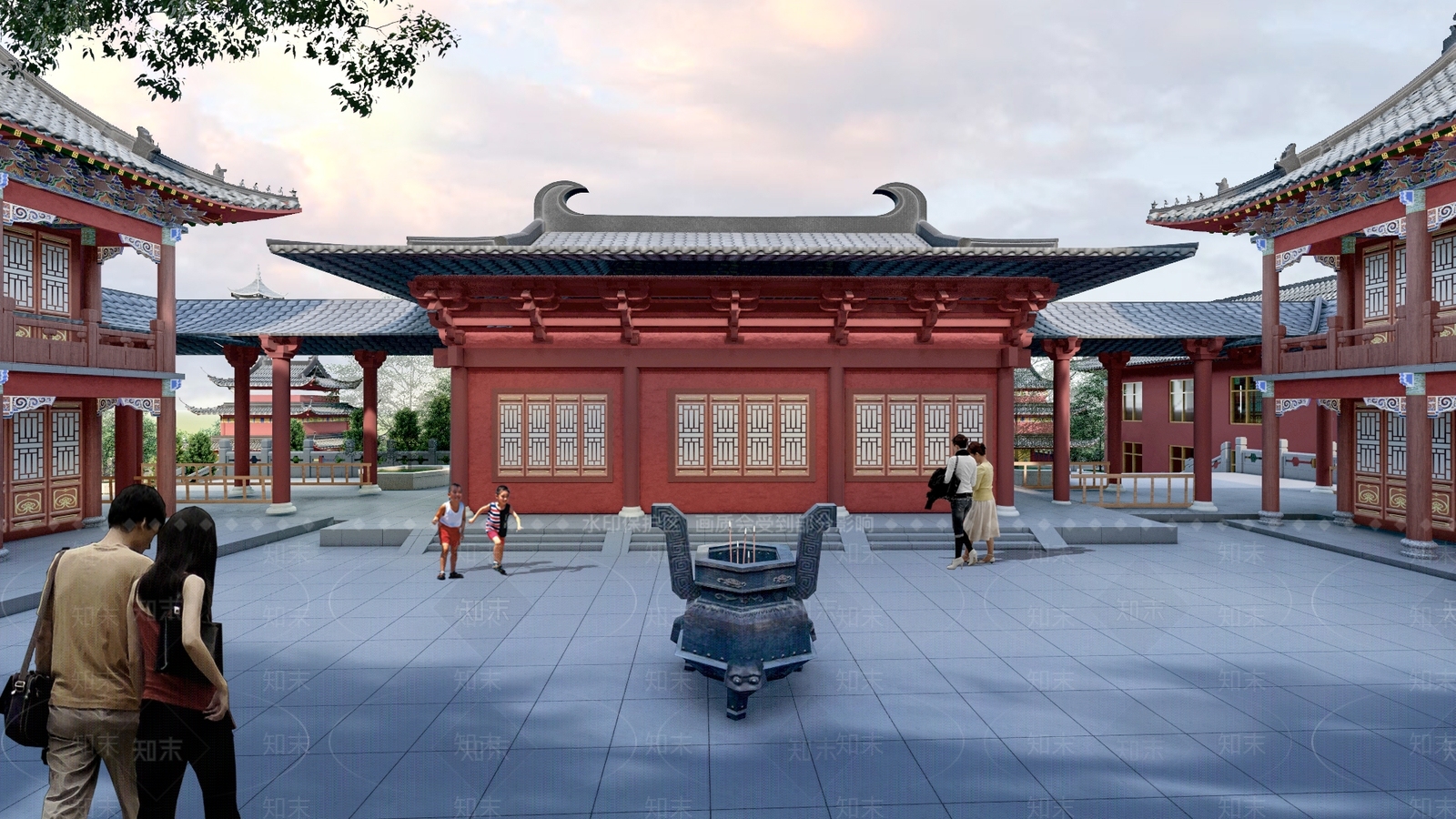 中式古建筑SU模型下载【ID:1131487570】