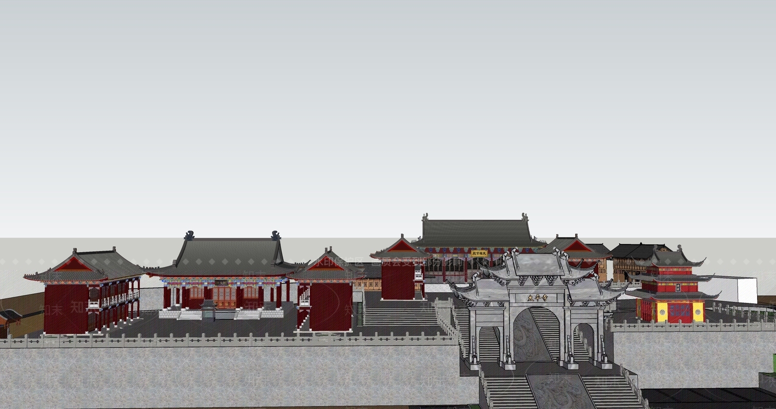 中式古建筑SU模型下载【ID:1131487570】