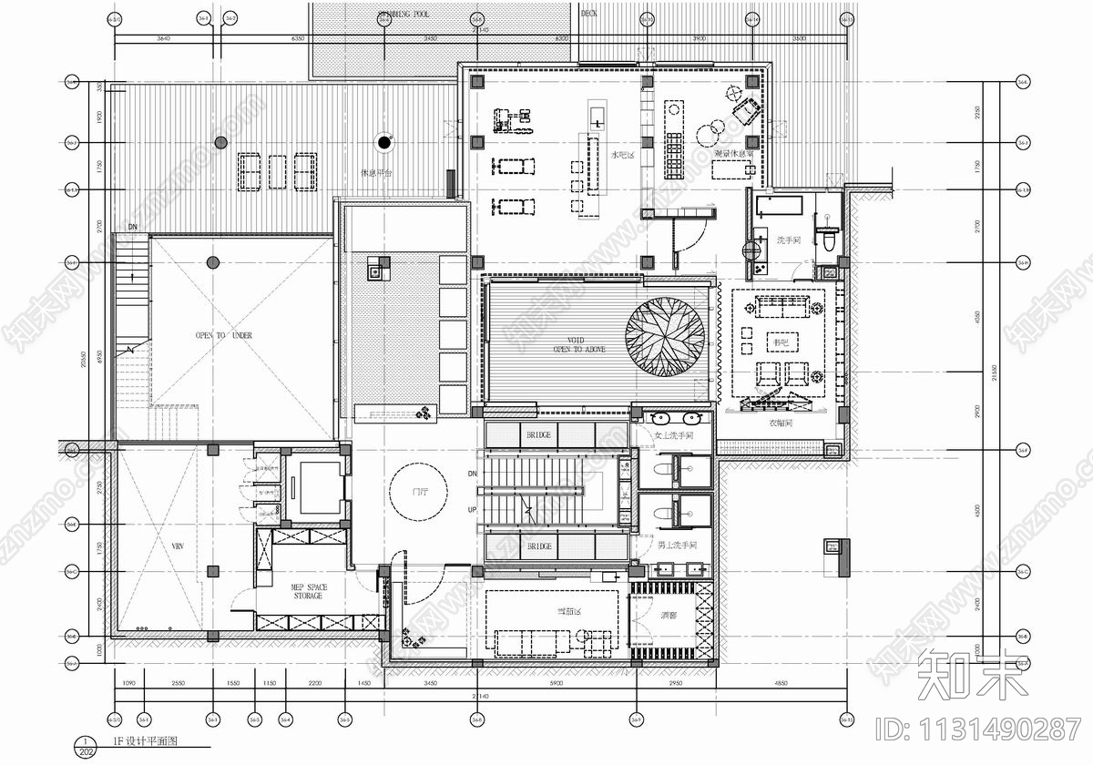 五层会所cad施工图下载【ID:1131490287】