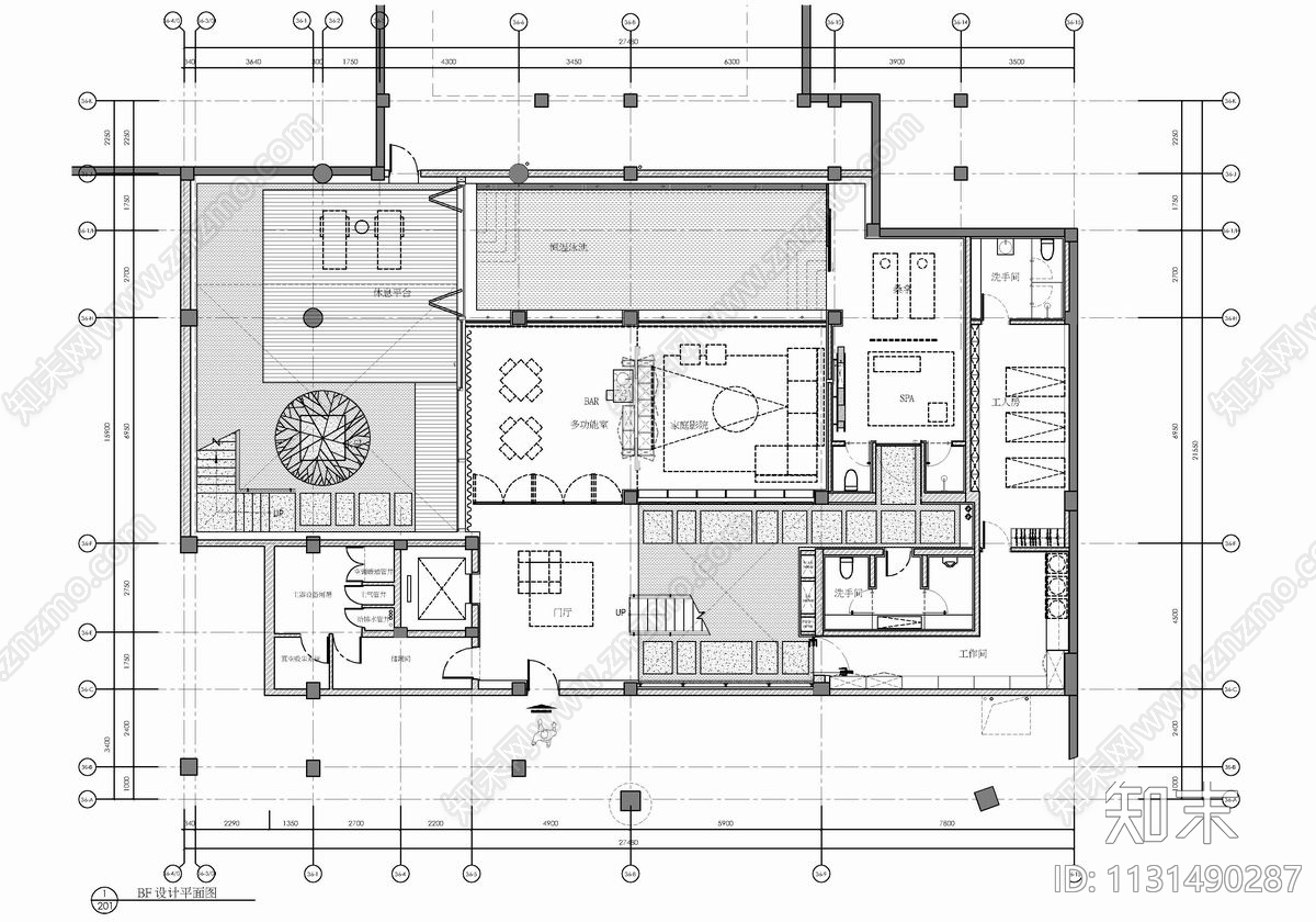 五层会所cad施工图下载【ID:1131490287】
