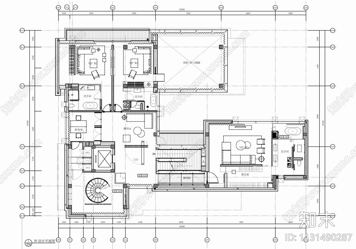 五层会所cad施工图下载【ID:1131490287】