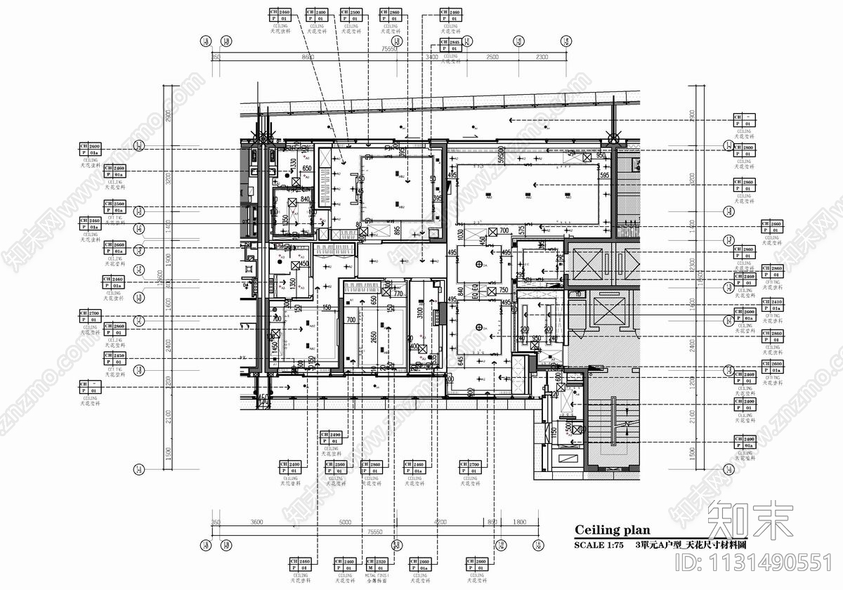 200㎡大平层豪宅样板房cad施工图下载【ID:1131490551】