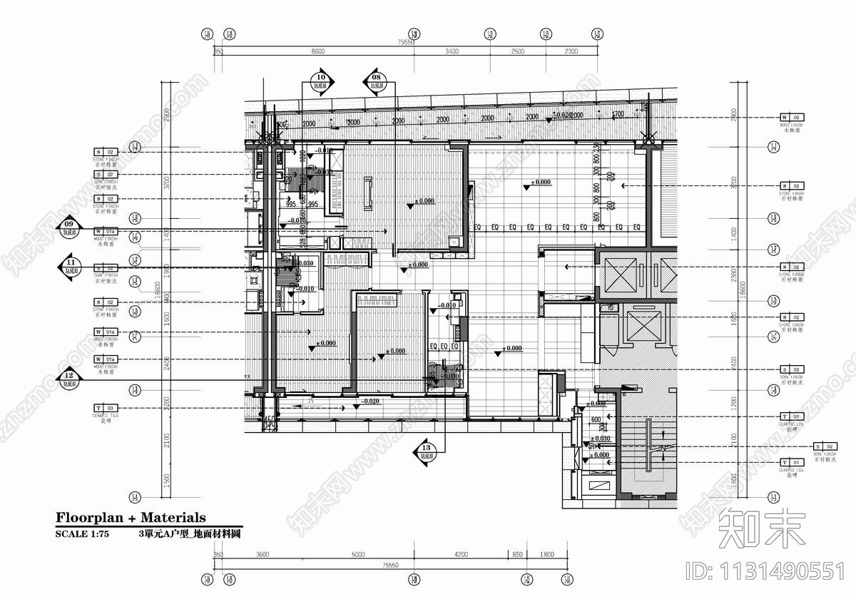 200㎡大平层豪宅样板房cad施工图下载【ID:1131490551】