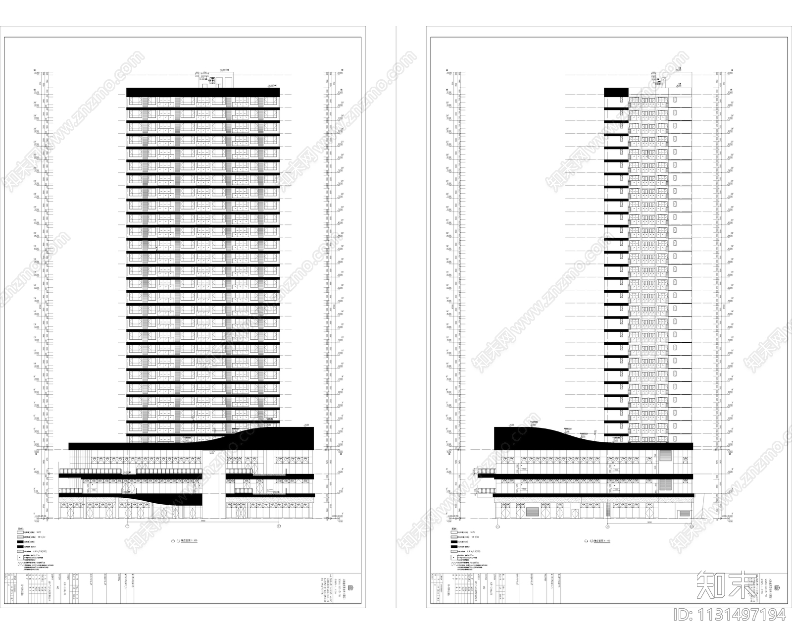 现代简约商住楼建筑cad施工图下载【ID:1131497194】