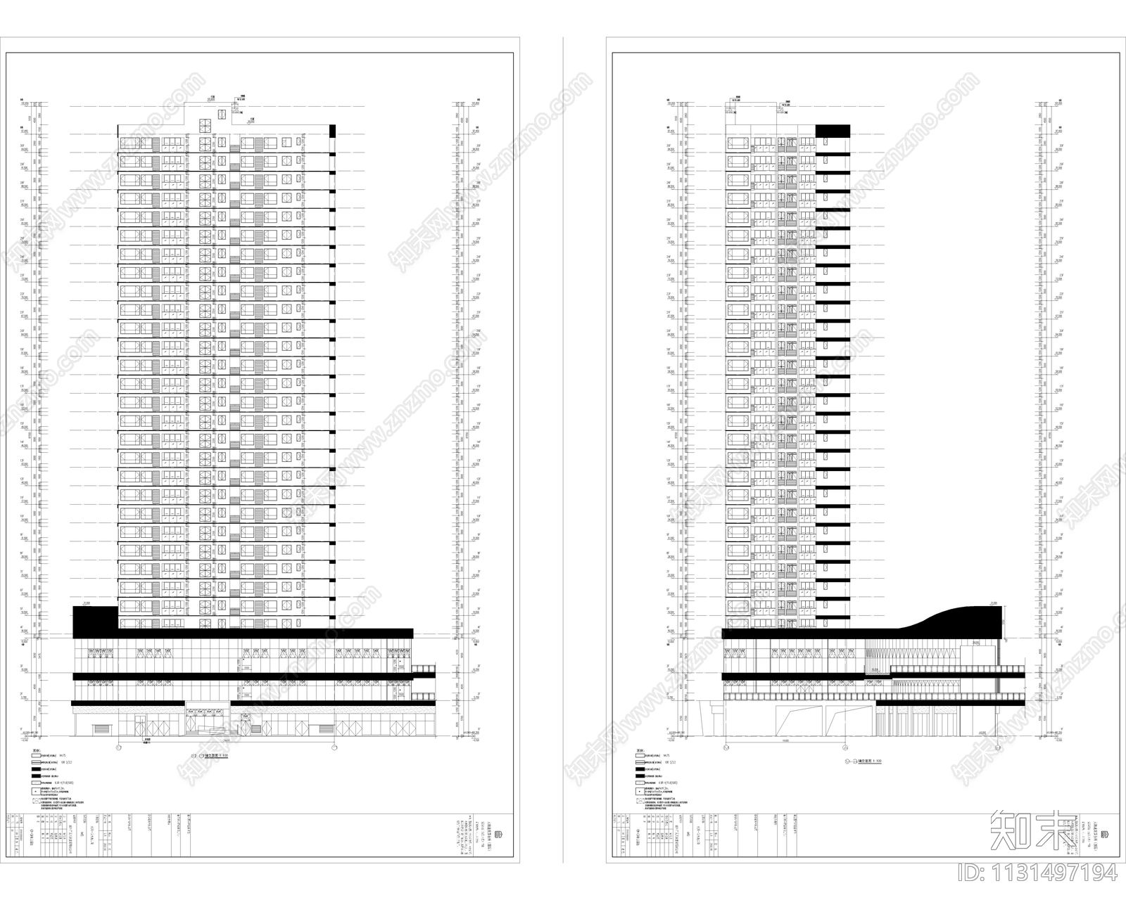 现代简约商住楼建筑cad施工图下载【ID:1131497194】