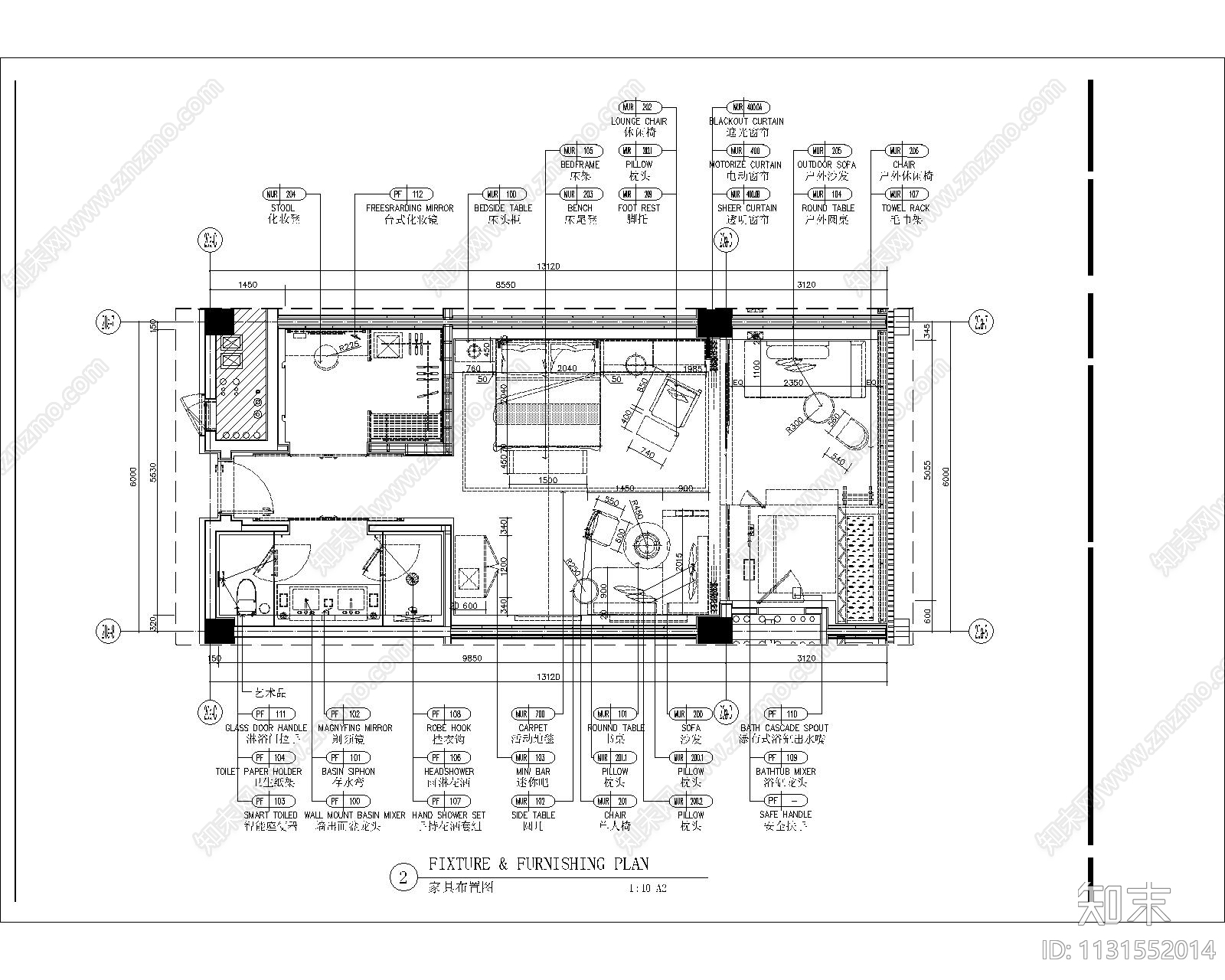 酒店单人房全套施工图下载【ID:1131552014】