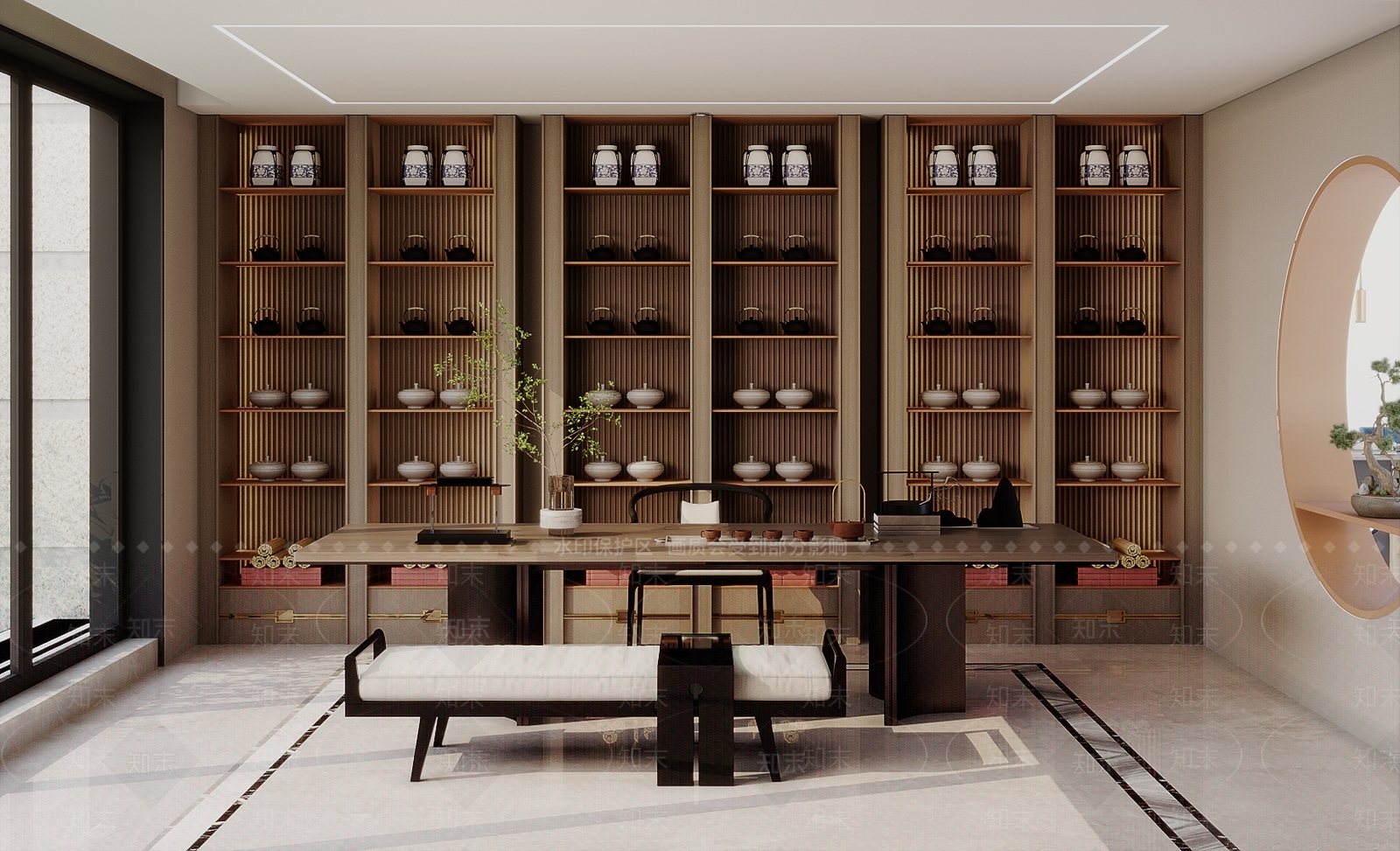 新中式茶室3D模型下载【ID:1131497914】_知末3d模型网