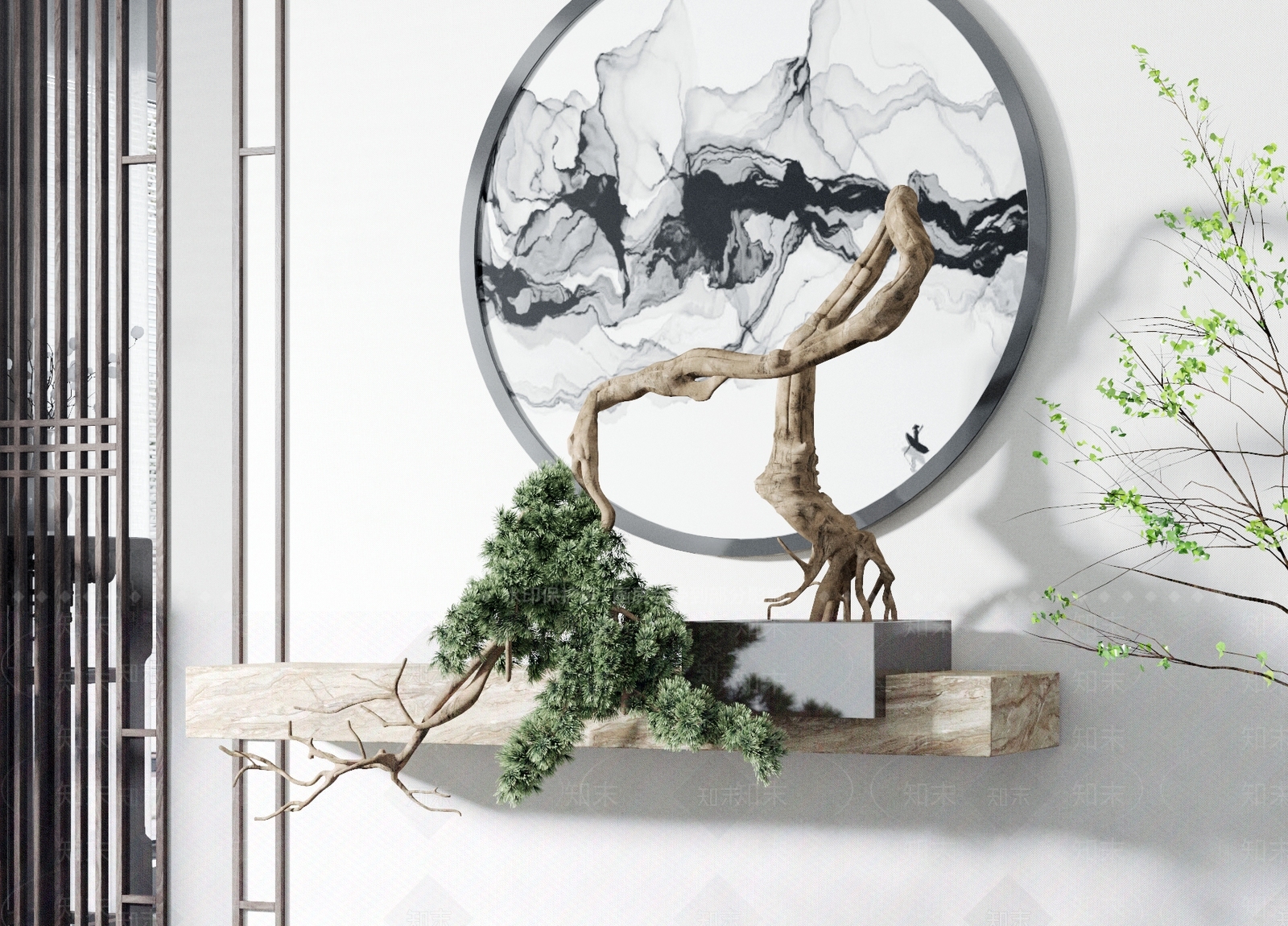 新中式盆景3D模型下载【ID:1131504623】