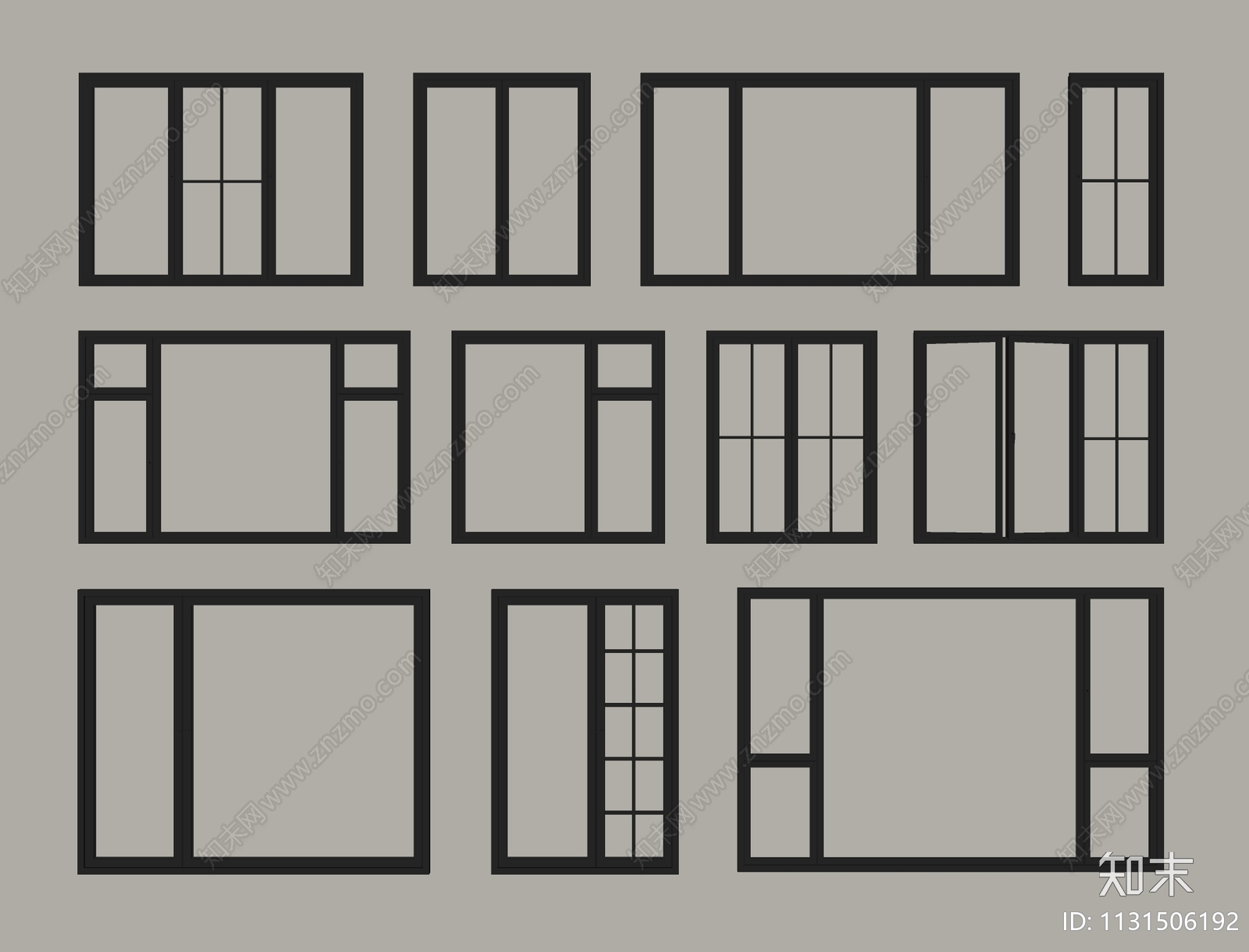 现代窗户组合SU模型下载【ID:1131506192】