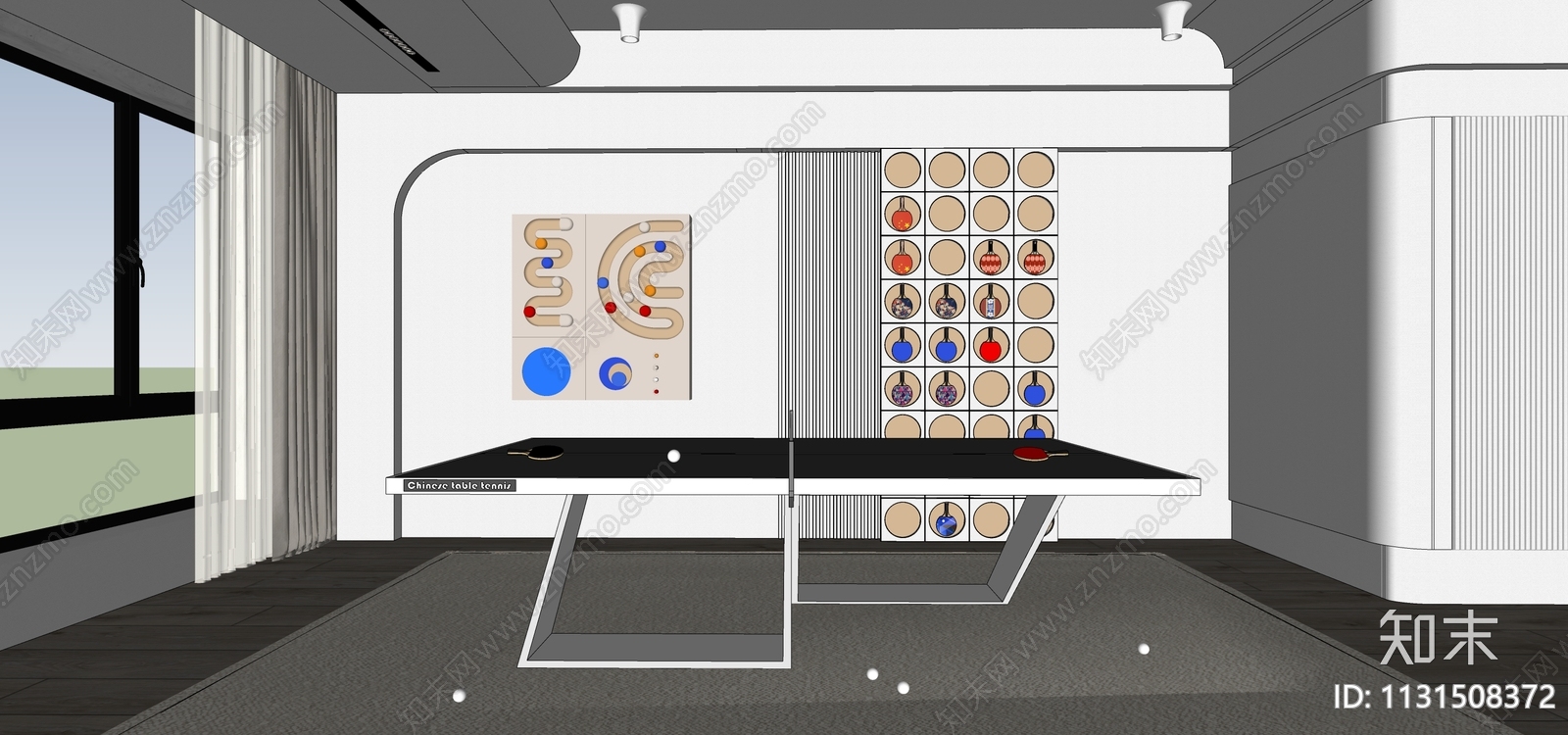 乒乓球台SU模型下载【ID:1131508372】