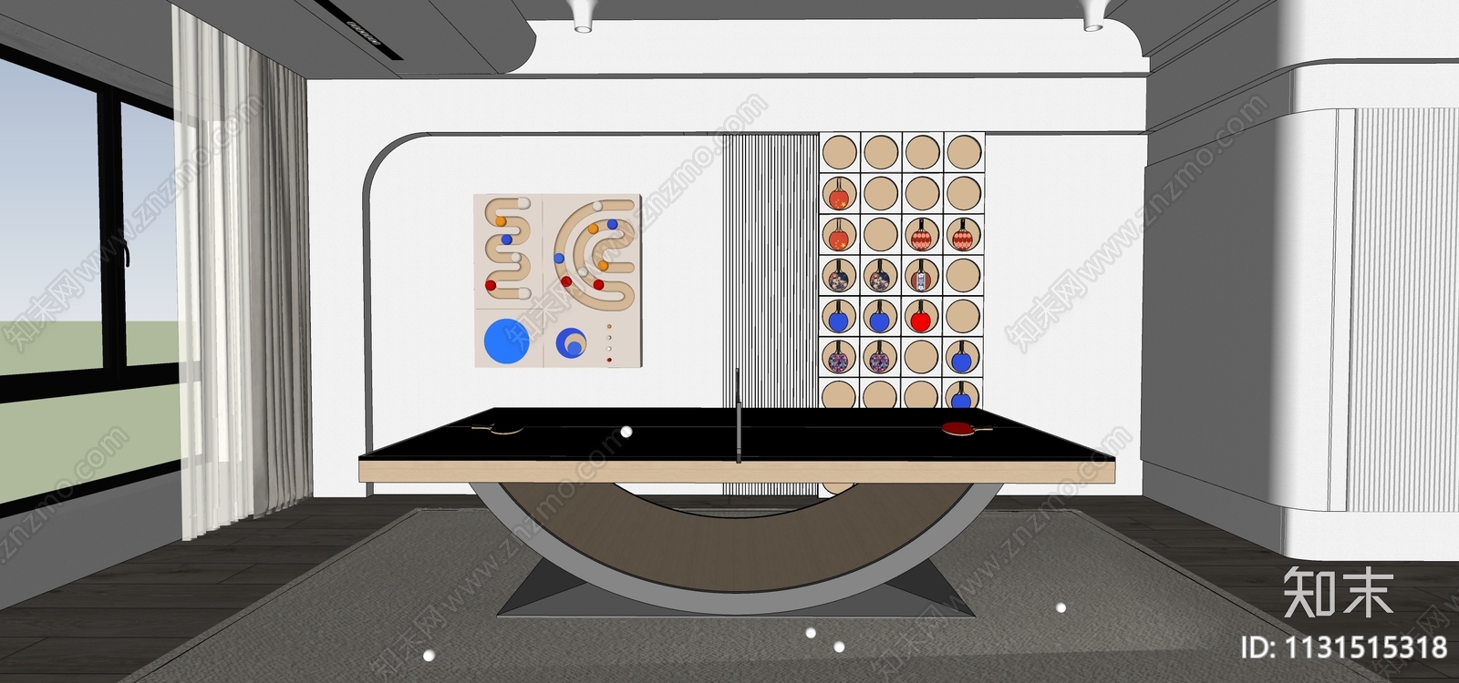乒乓球台SU模型下载【ID:1131515318】
